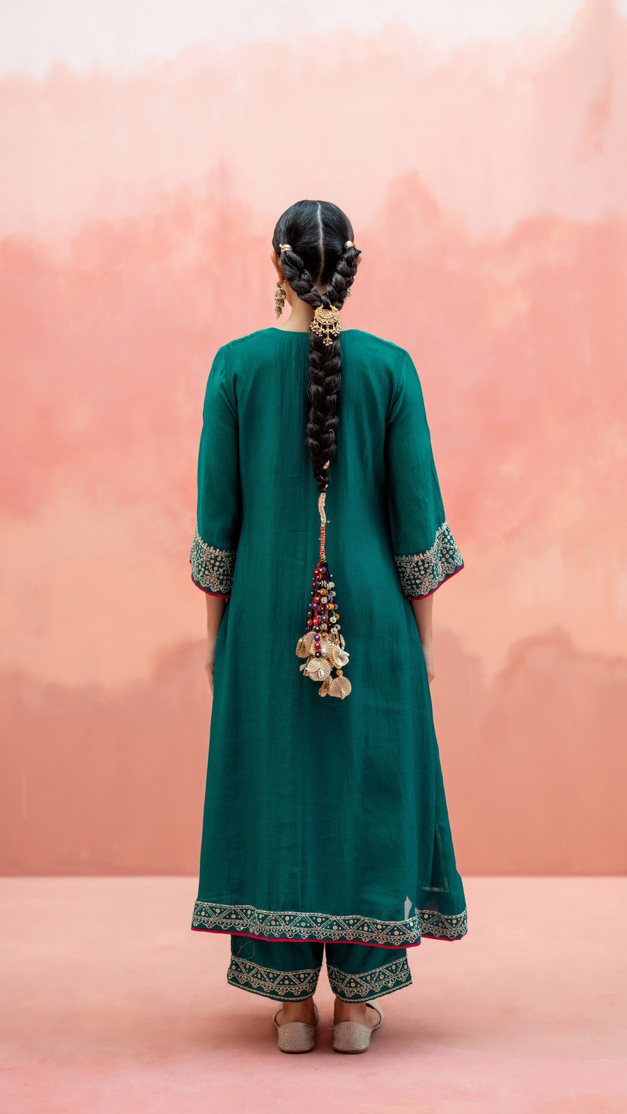 Sitara A-Line Kurta Set in Teal Green