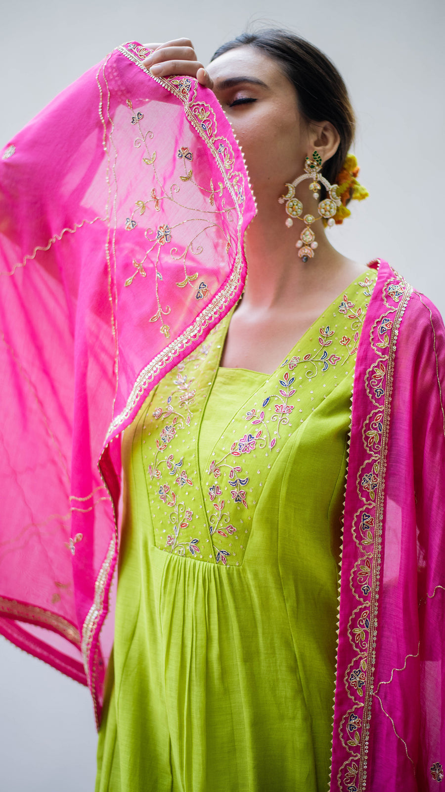 Leila A-line Kurta Set (Angoori)
