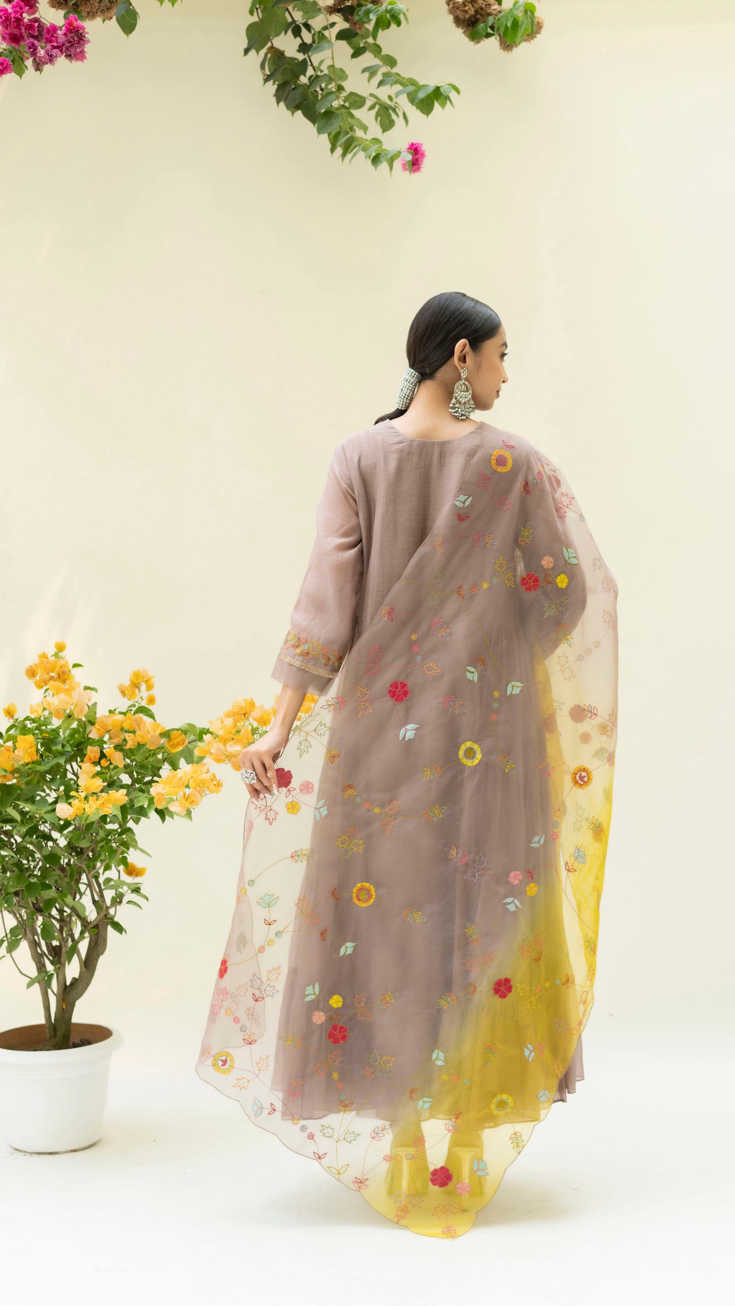 Soch Side-gather Anarkali Set (Camel Brown)
