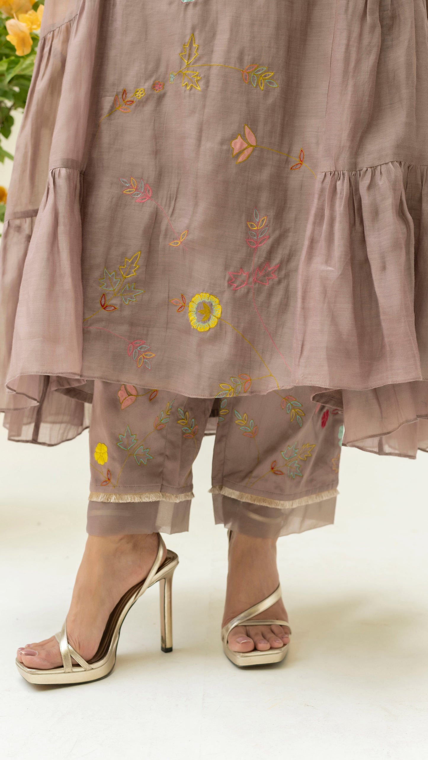 Soch Side-gather Anarkali Set (Camel Brown)