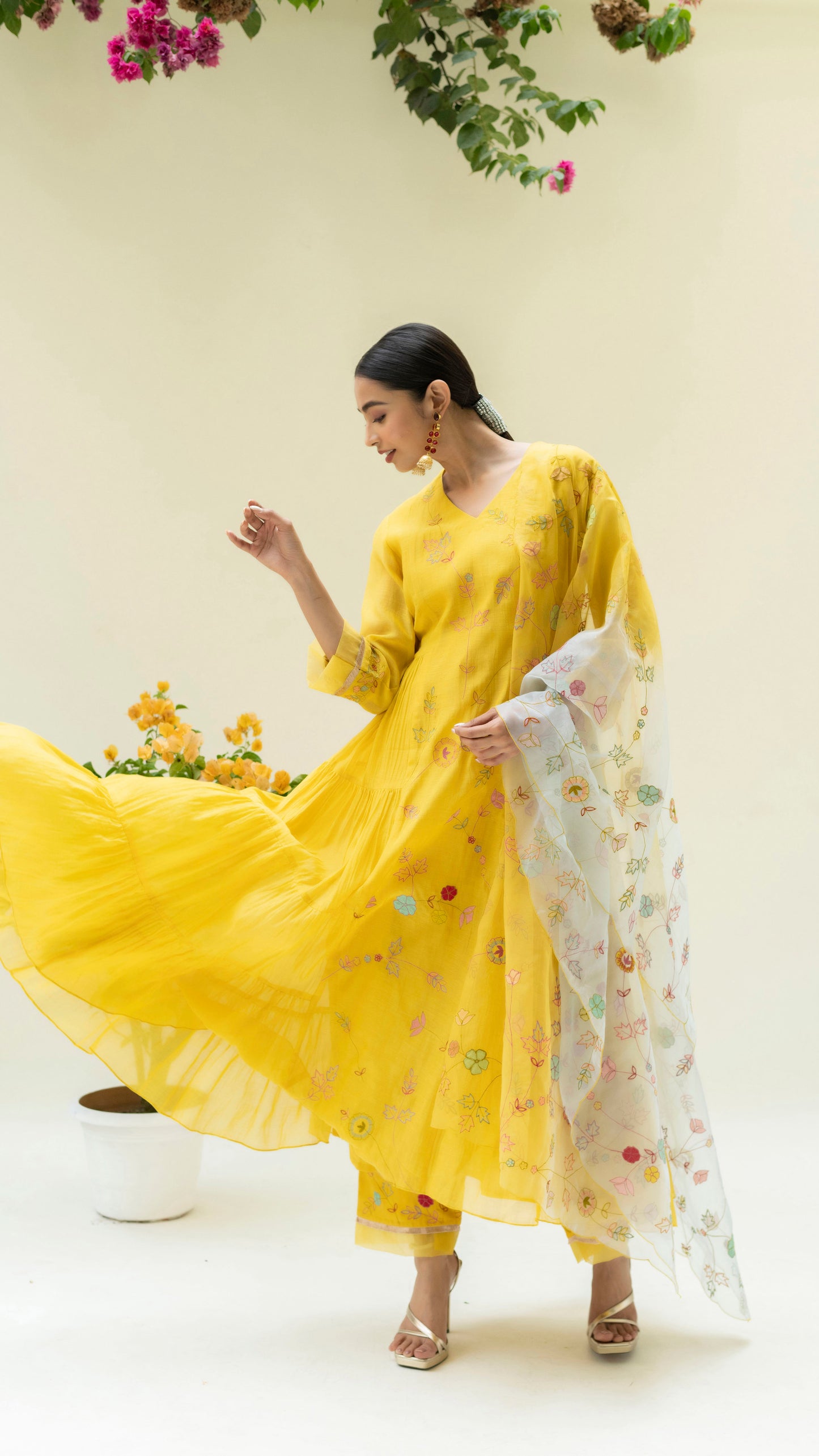 Soch Side-gather Anarkali Set (Sunshine Yellow)