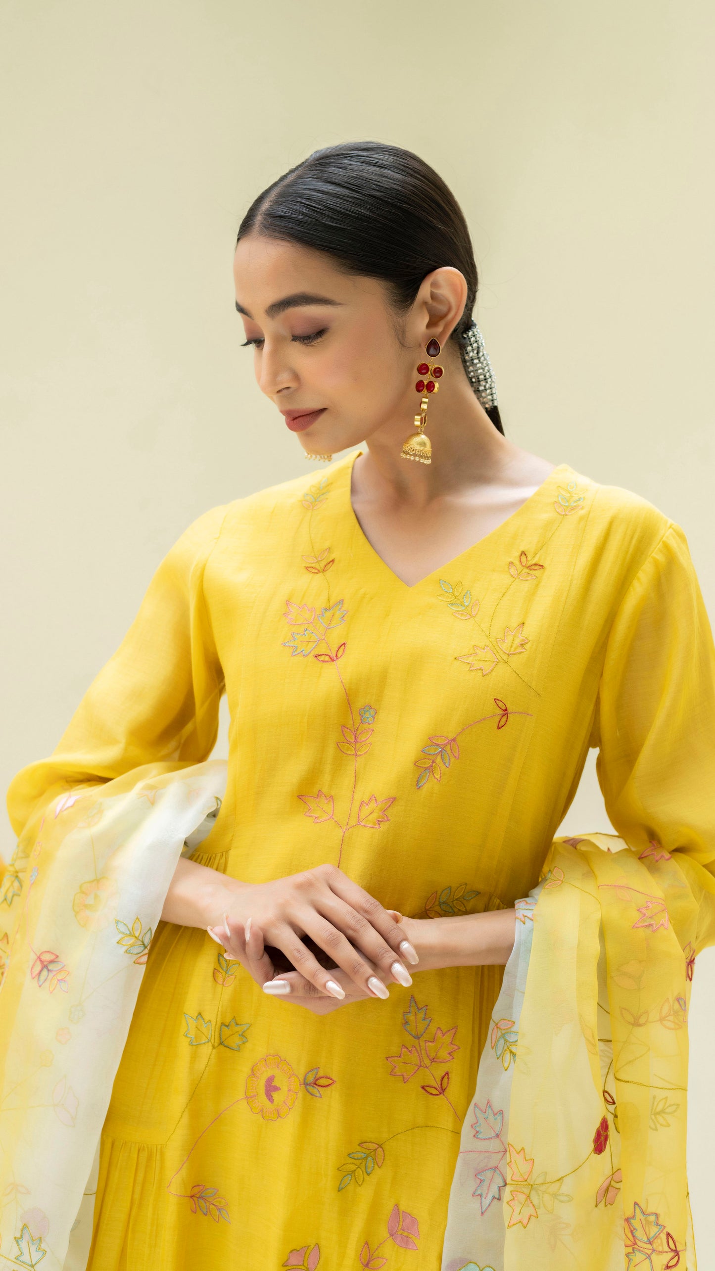 Soch Side-gather Anarkali Set (Sunshine Yellow)