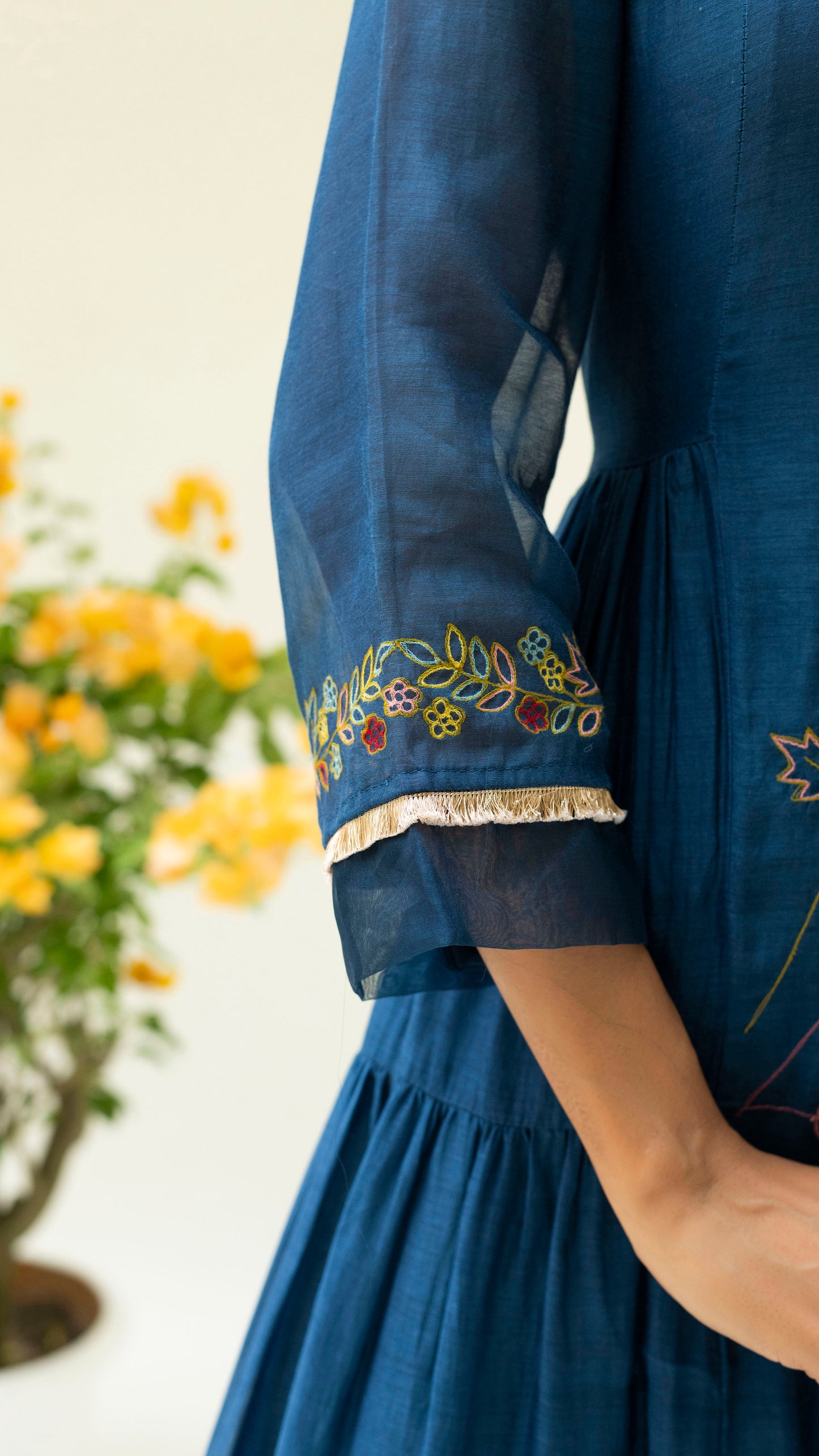 Soch Side-gather Anarkali Set (Navy)