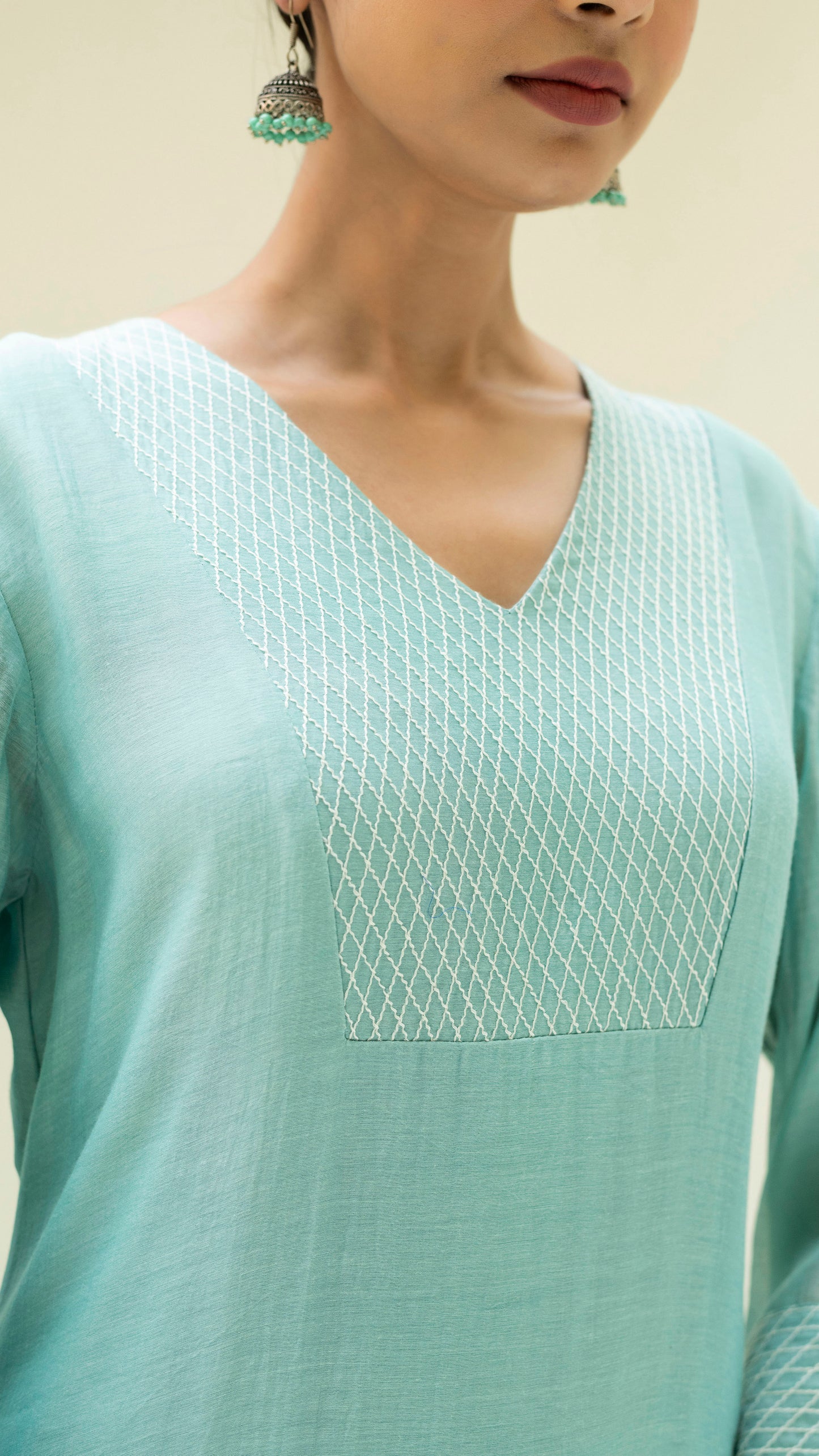 Seher Asymmetrical Kurta Set (Iceberg Blue)