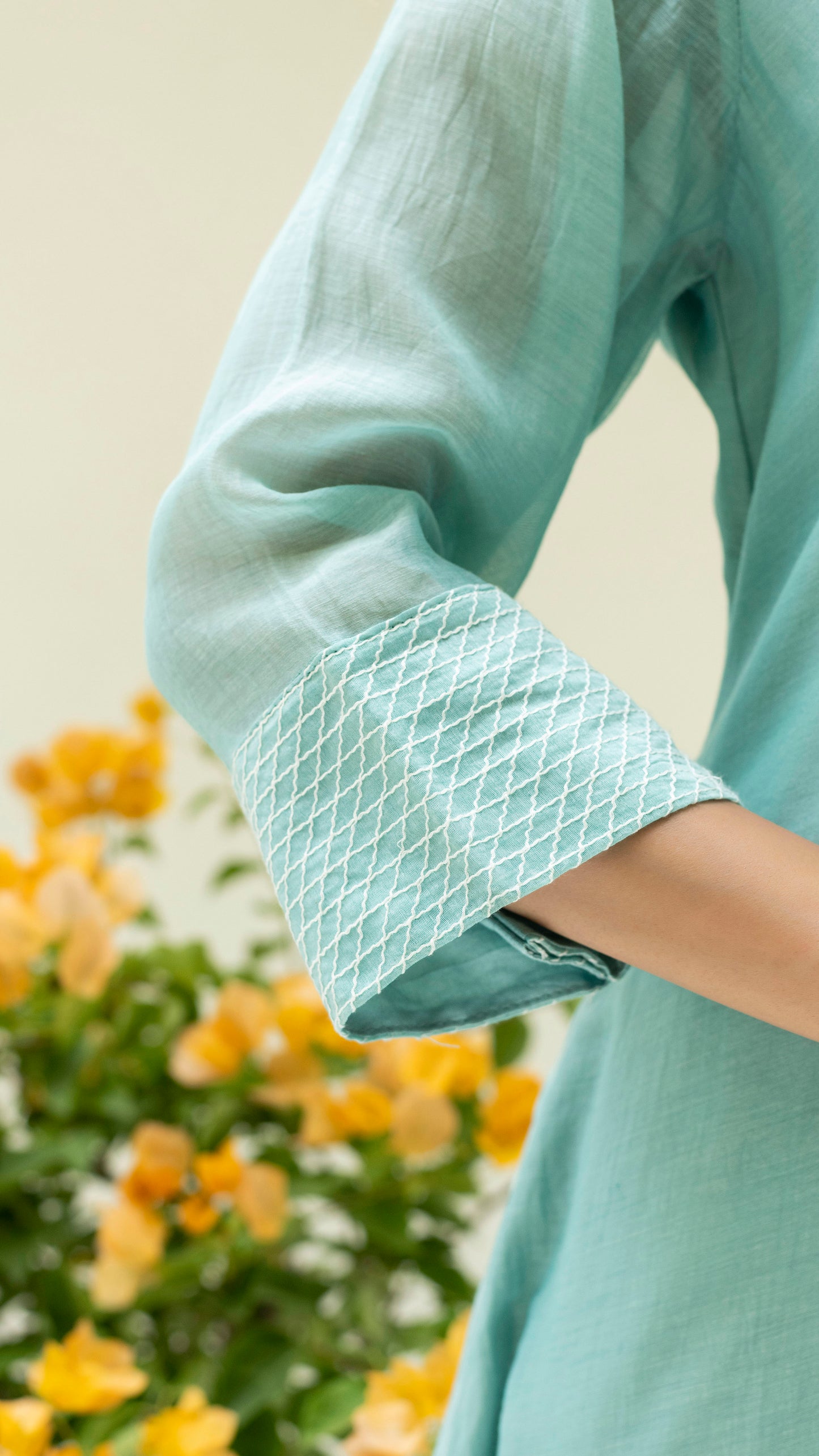 Seher Asymmetrical Kurta Set (Iceberg Blue)