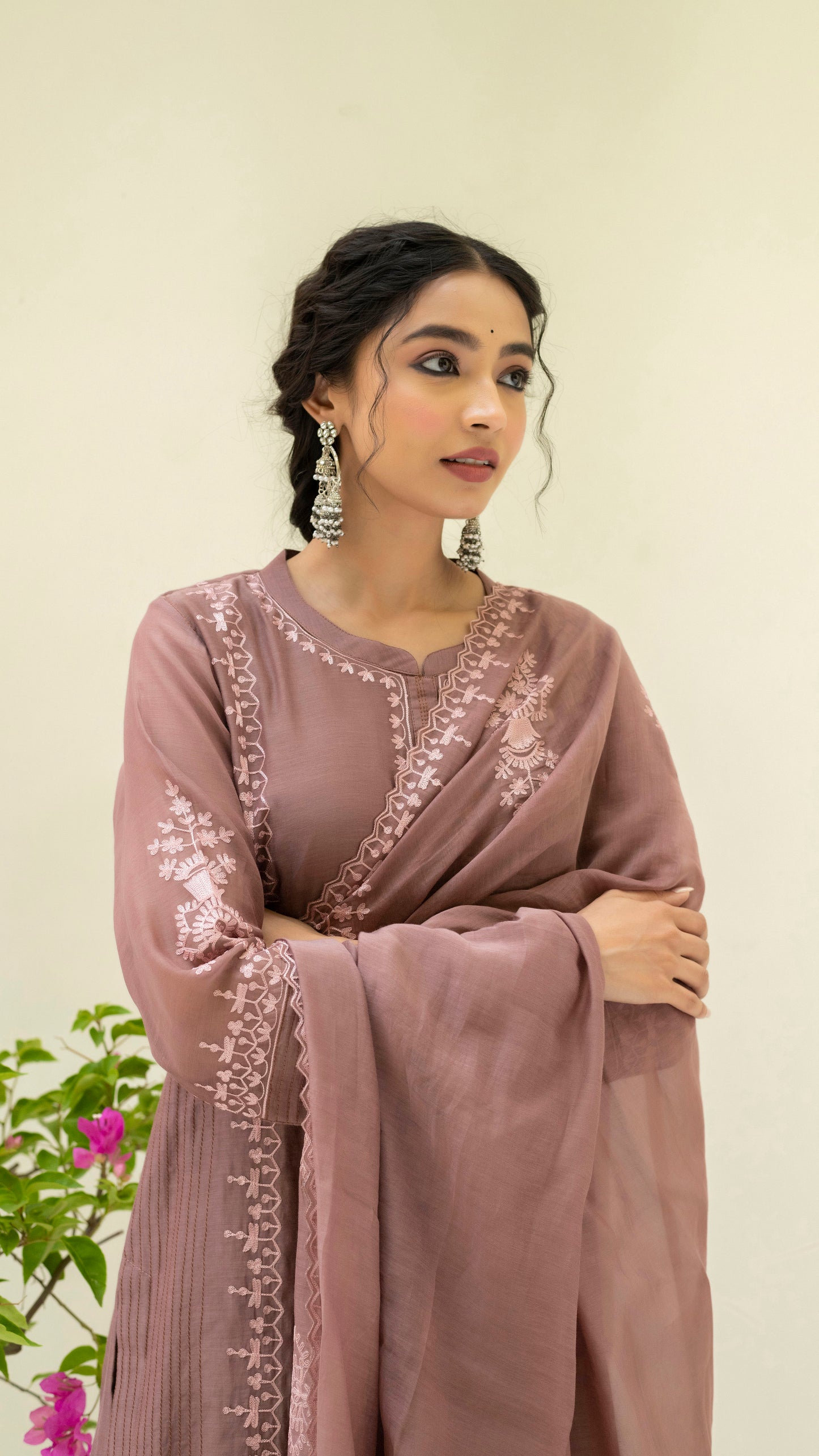 Parchhai Kurta Set (Chestnut Brown)