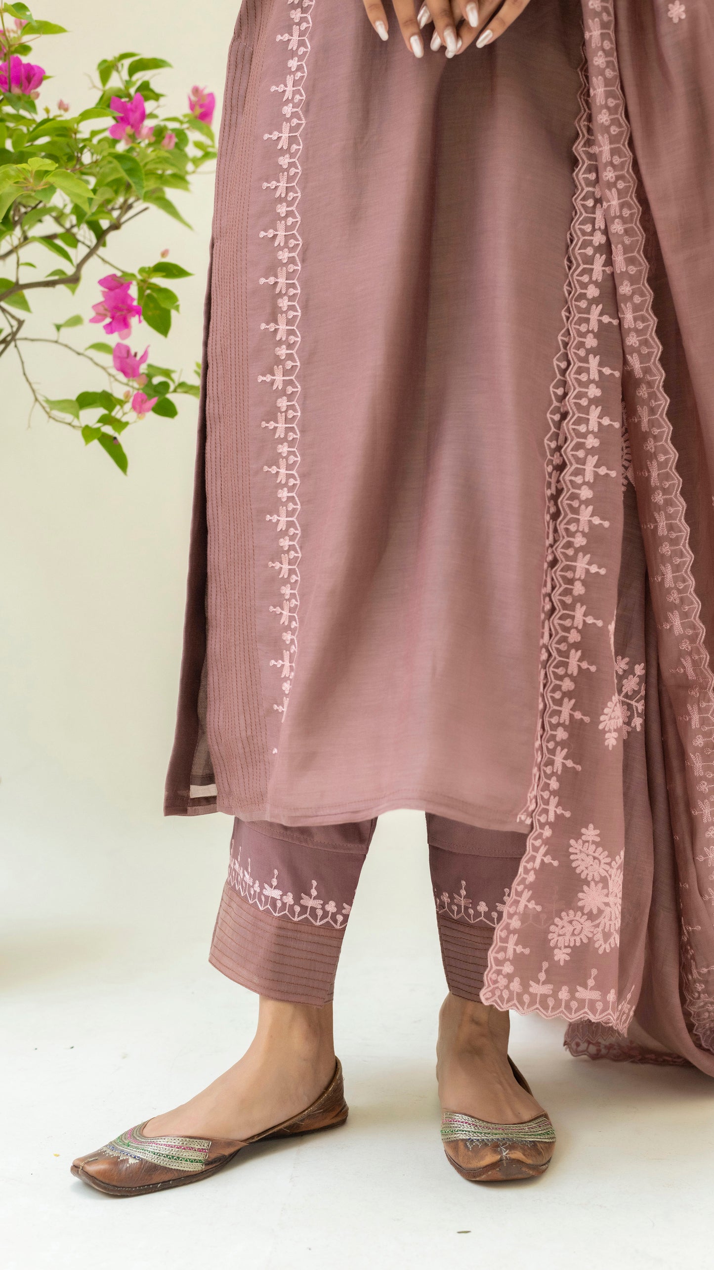 Parchhai Kurta Set (Chestnut Brown)