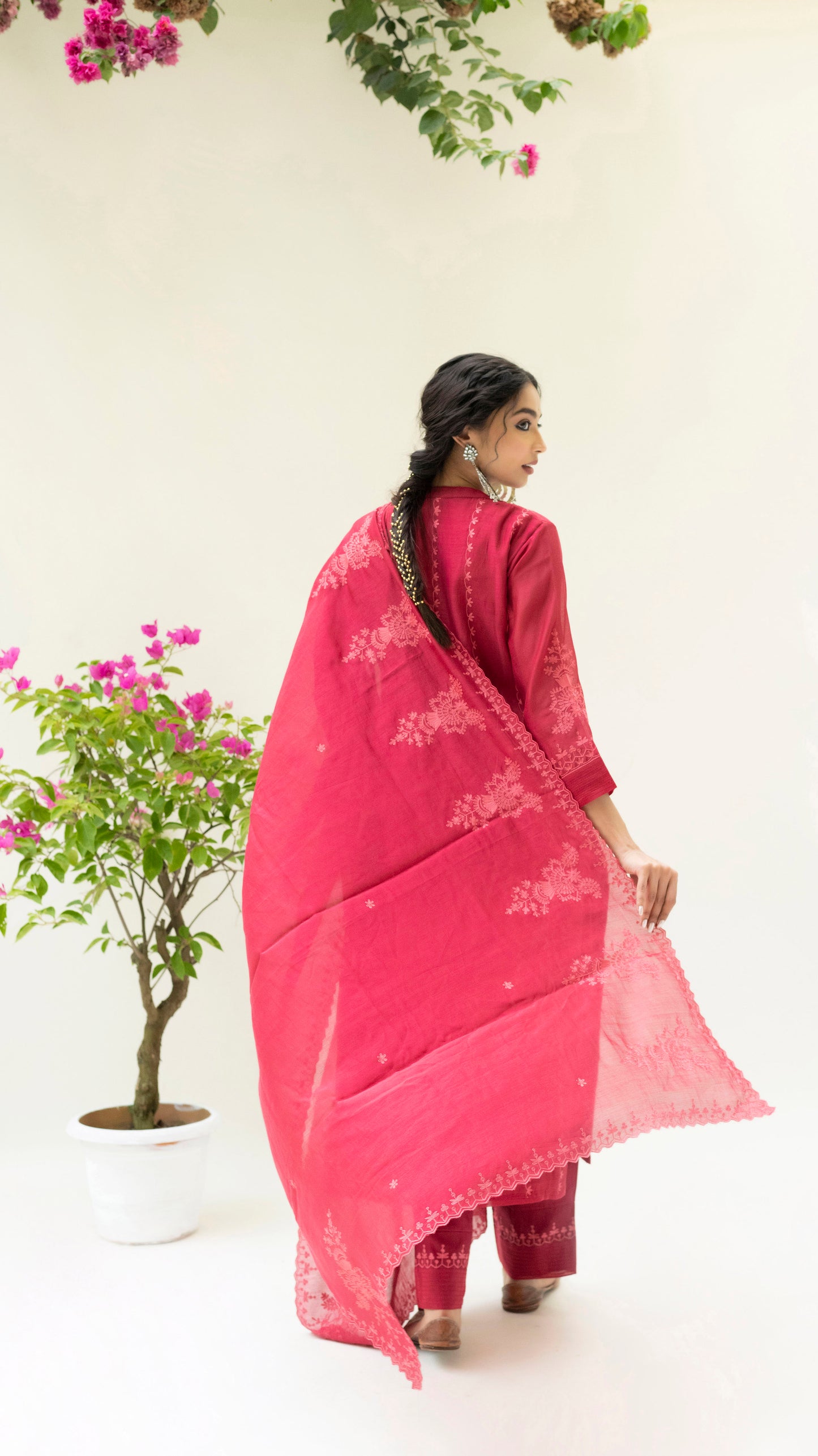 Parchhai Kurta Set (Dusty Red)