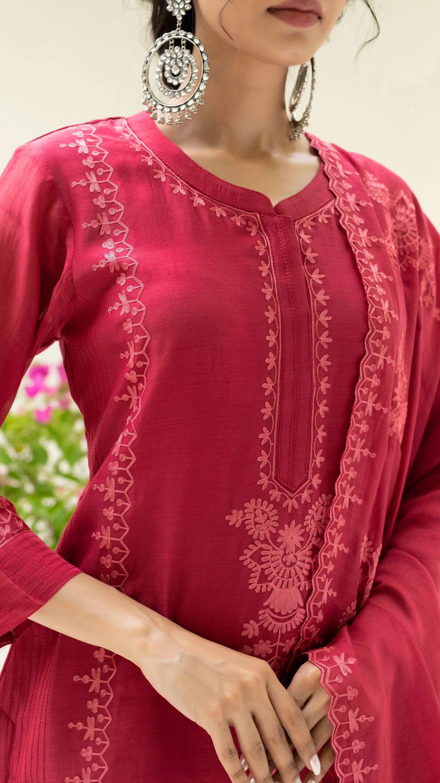 Parchhai Kurta Set (Dusty Red)