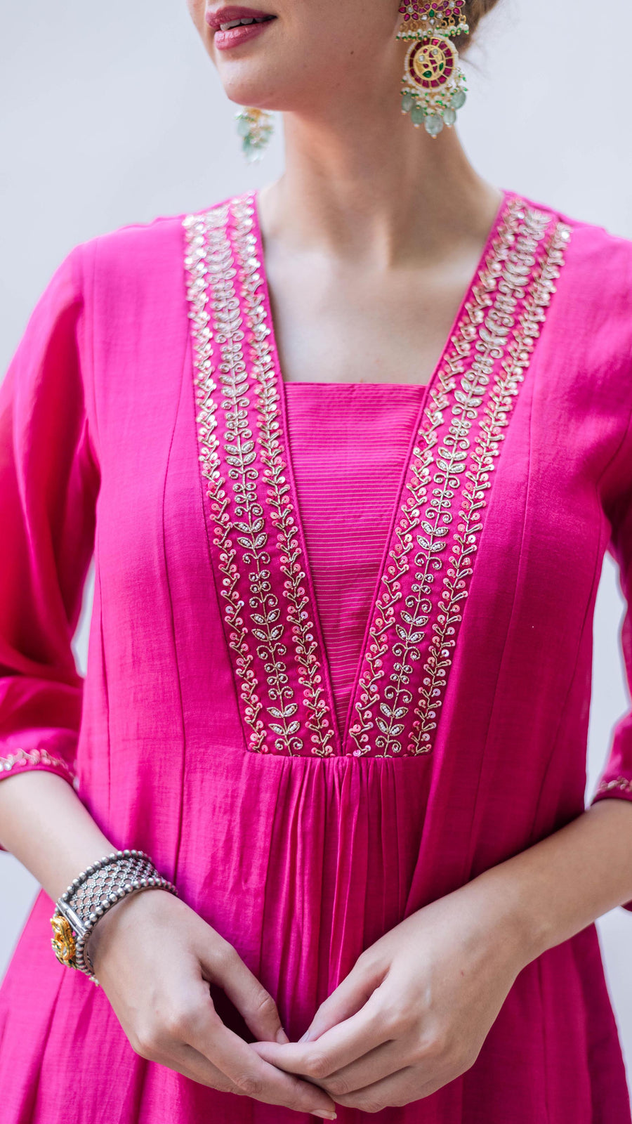 Yara A-line Kurta Set (Rani)