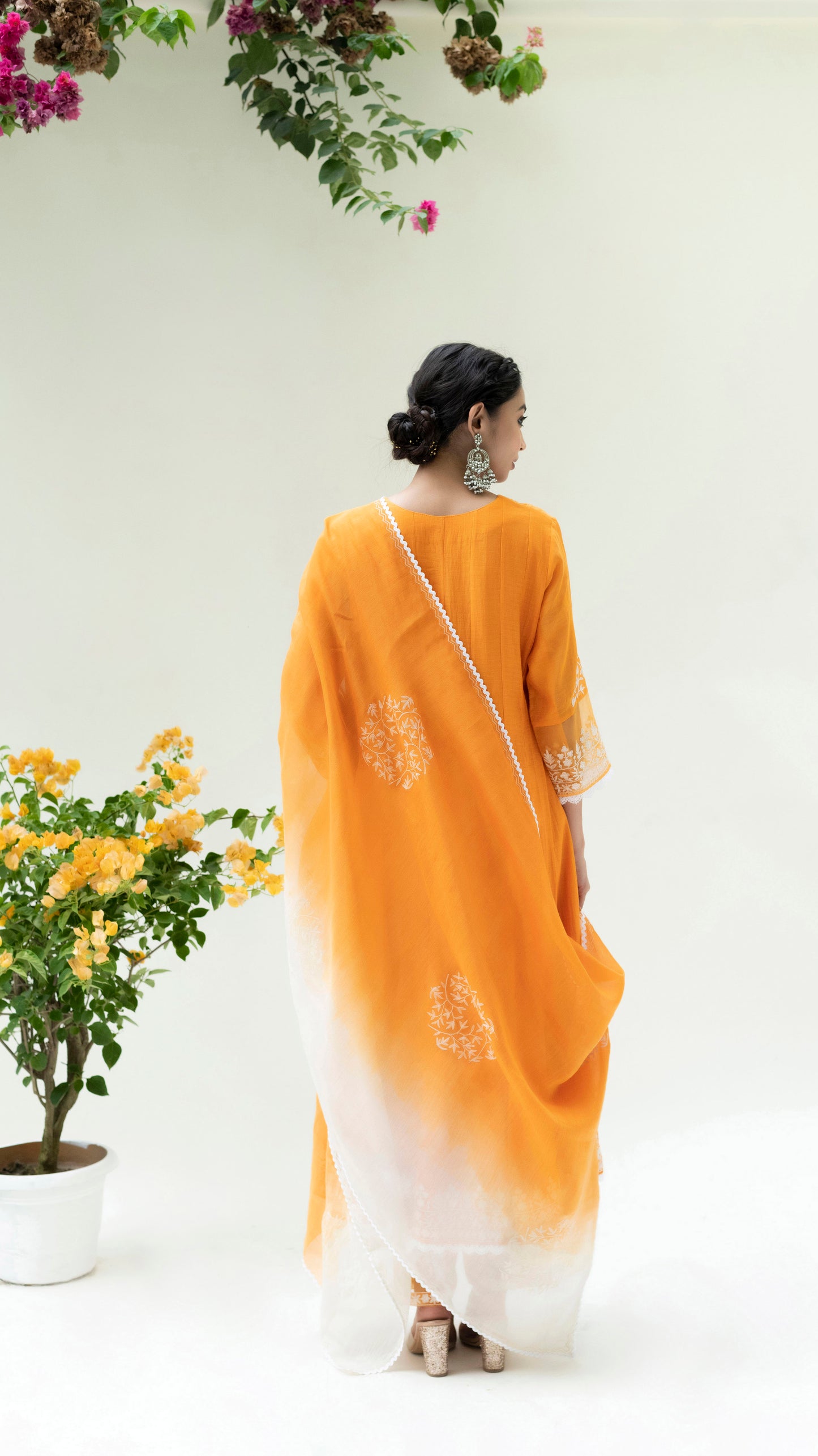 Parchhai Anarkali Set (Burnt Orange)