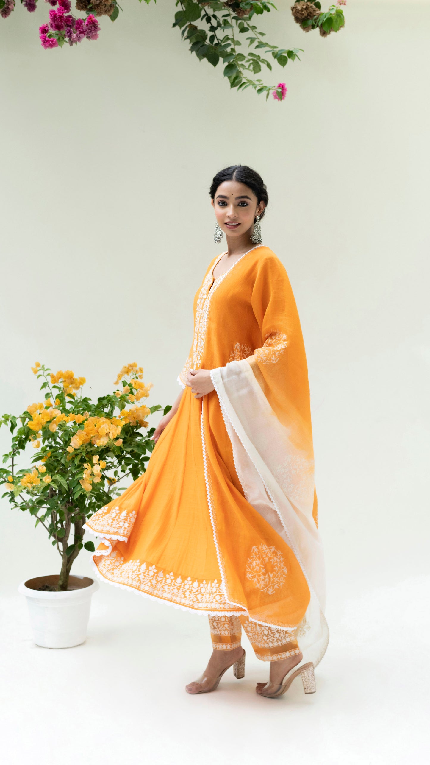 Parchhai Anarkali Set (Burnt Orange)