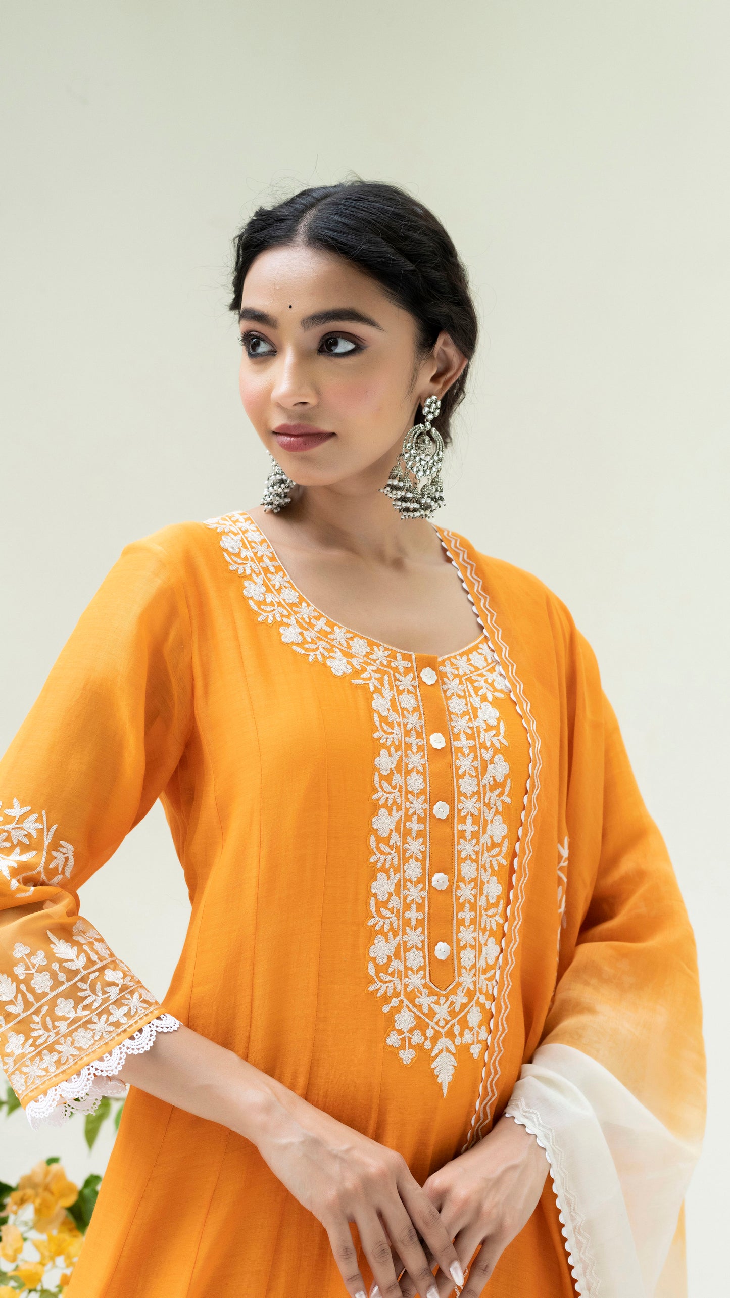 Parchhai Anarkali Set (Burnt Orange)