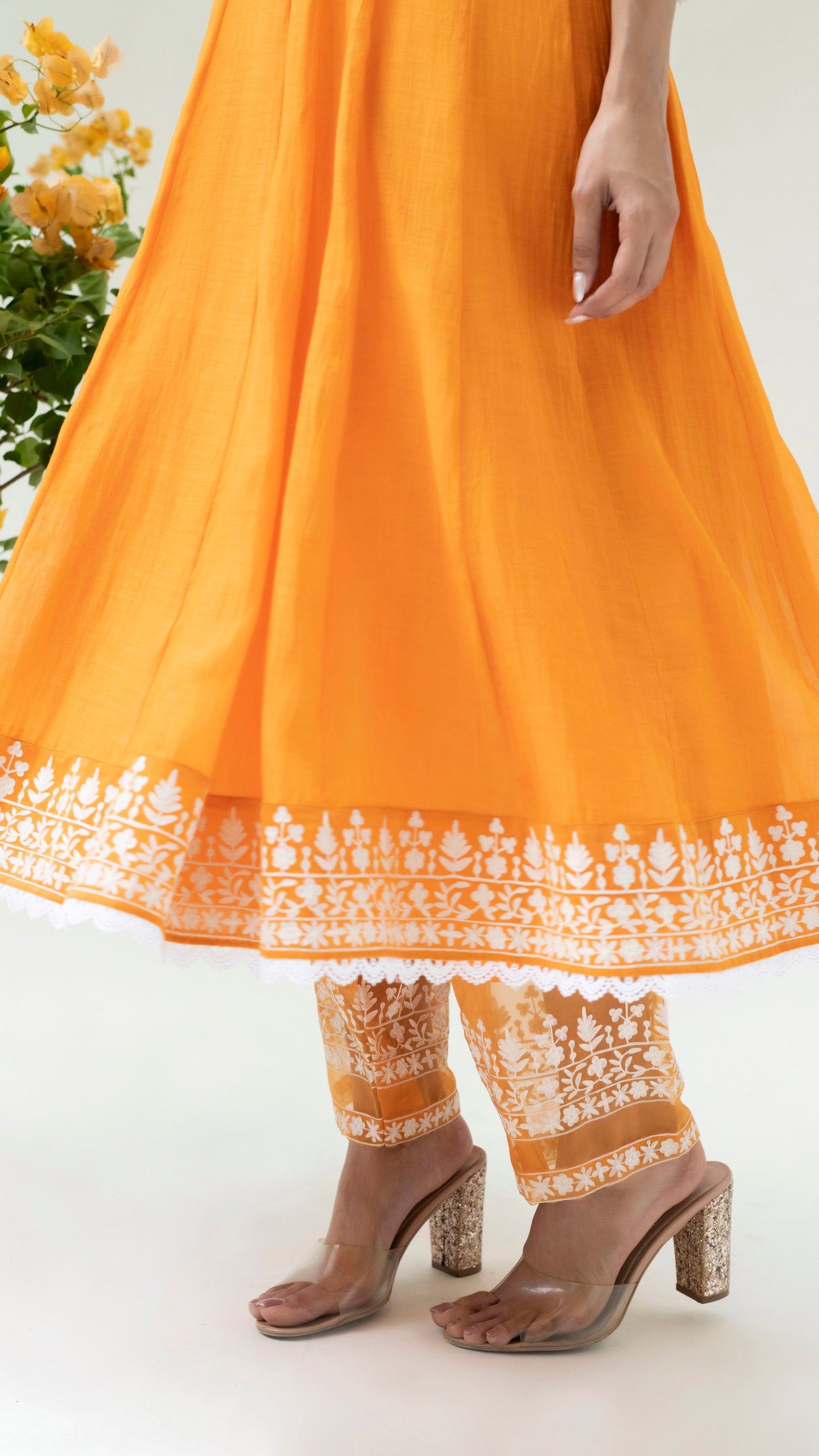 Parchhai Anarkali Set (Burnt Orange)
