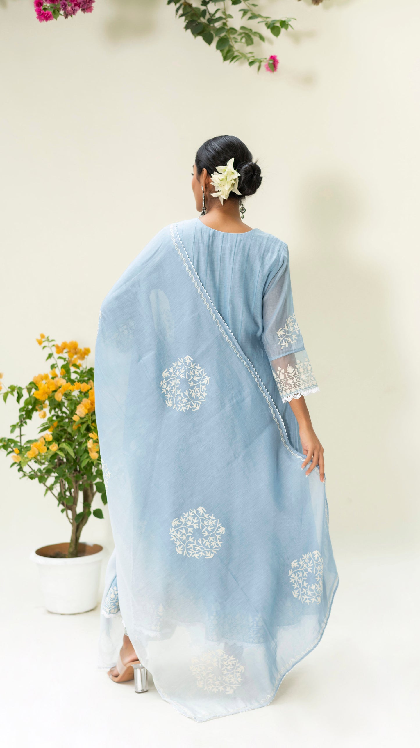 Parchhai Anarkali Set (Iceberg Blue)