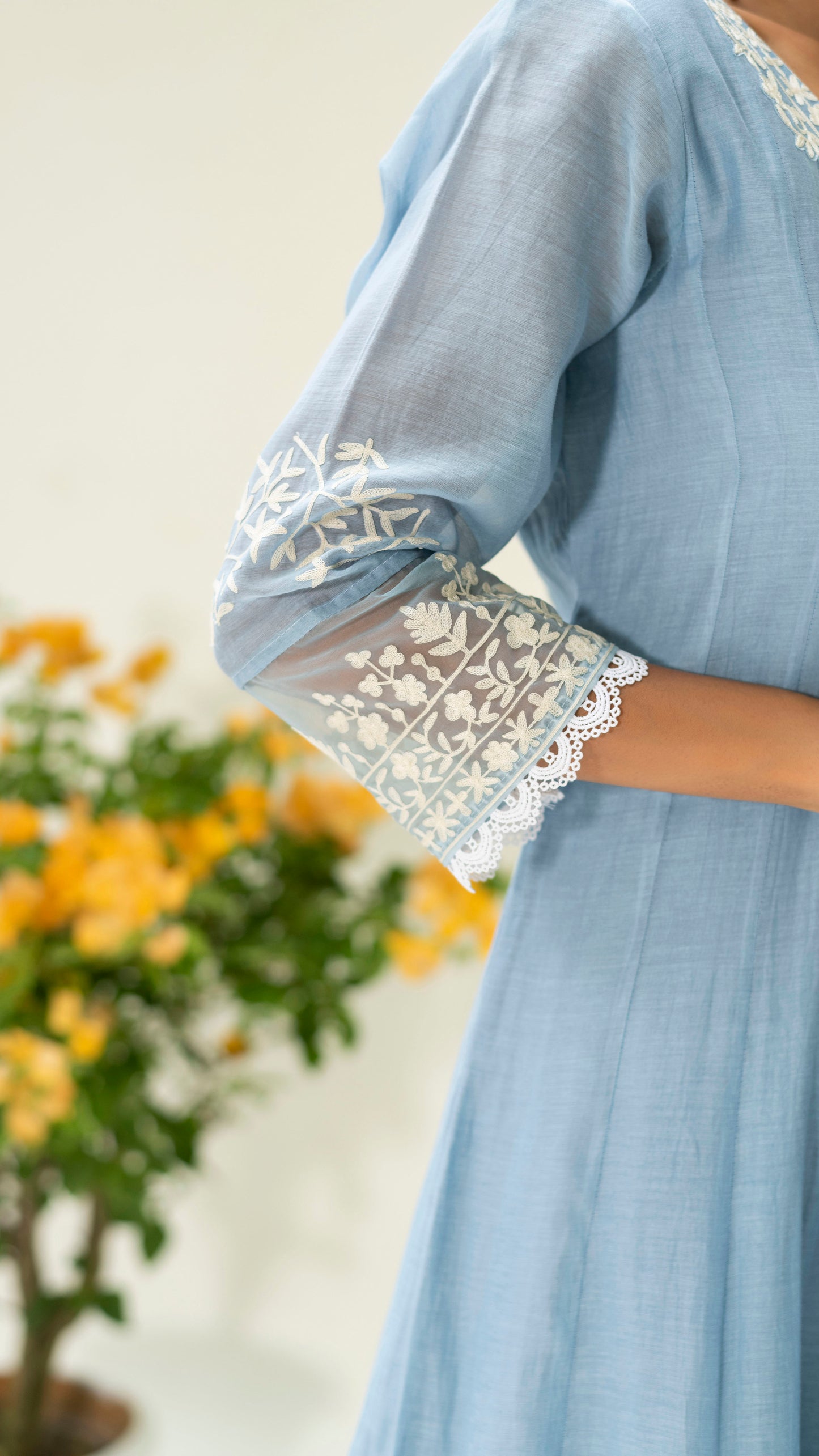 Parchhai Anarkali Set (Iceberg Blue)