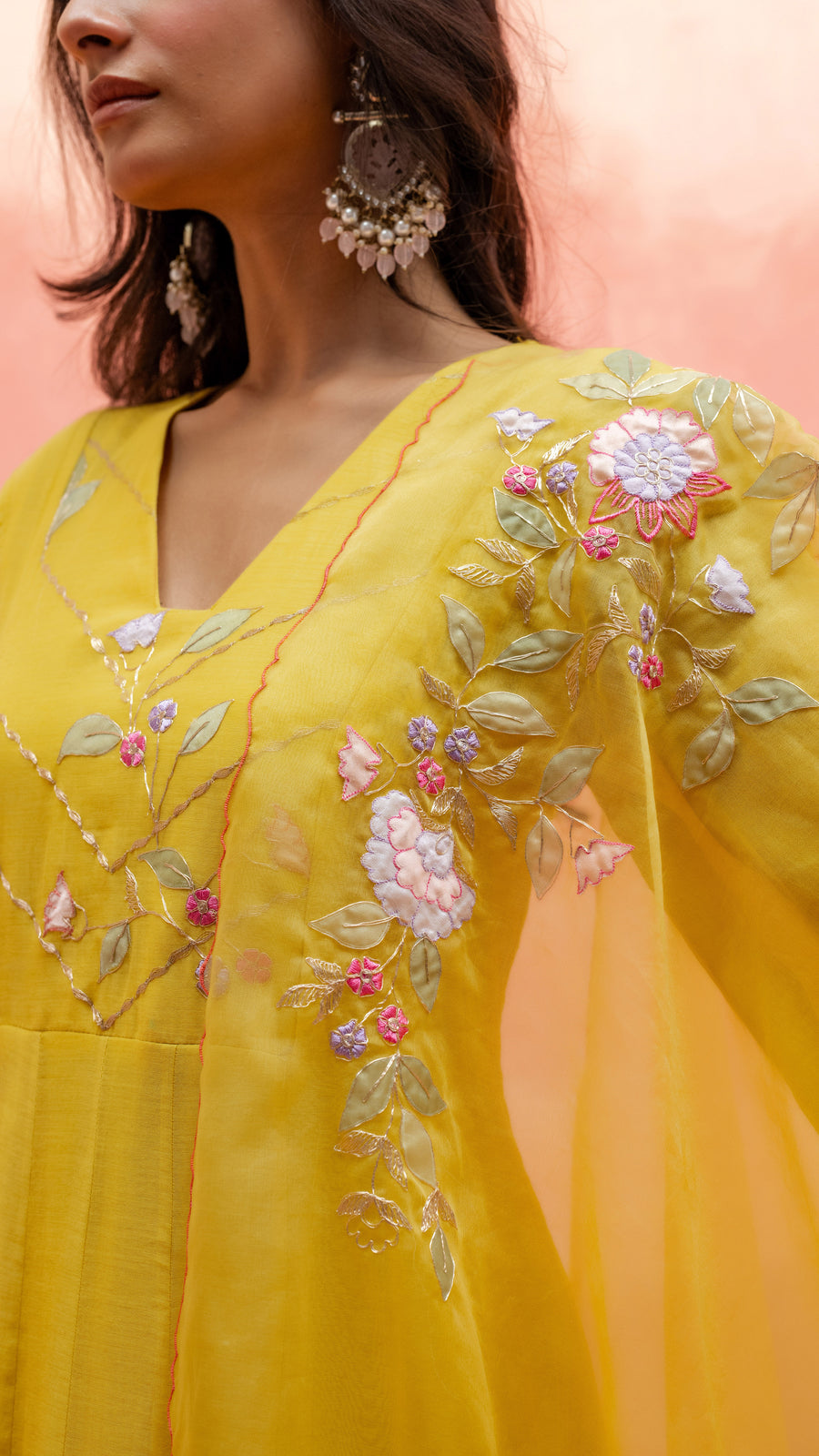 Pari Anarkali Set in Yellow