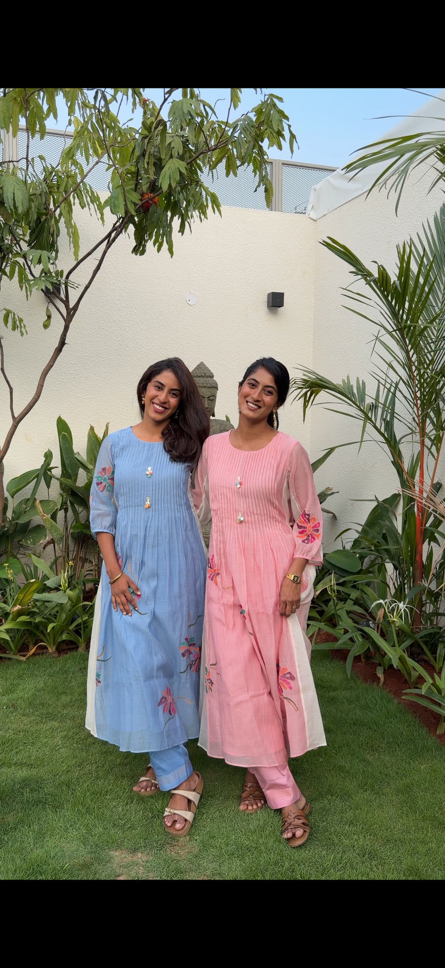 Meher Mul Chanderi Tunic Set in Pink