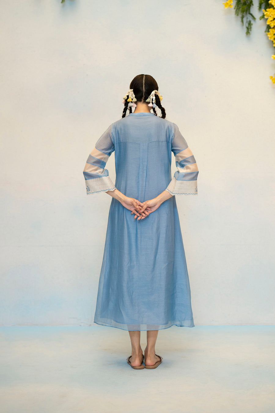 Zara Mul Chanderi Tunic Set in Blue