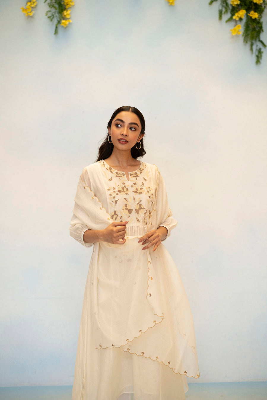 Noorani Mul Chanderi Aline Kurta Set