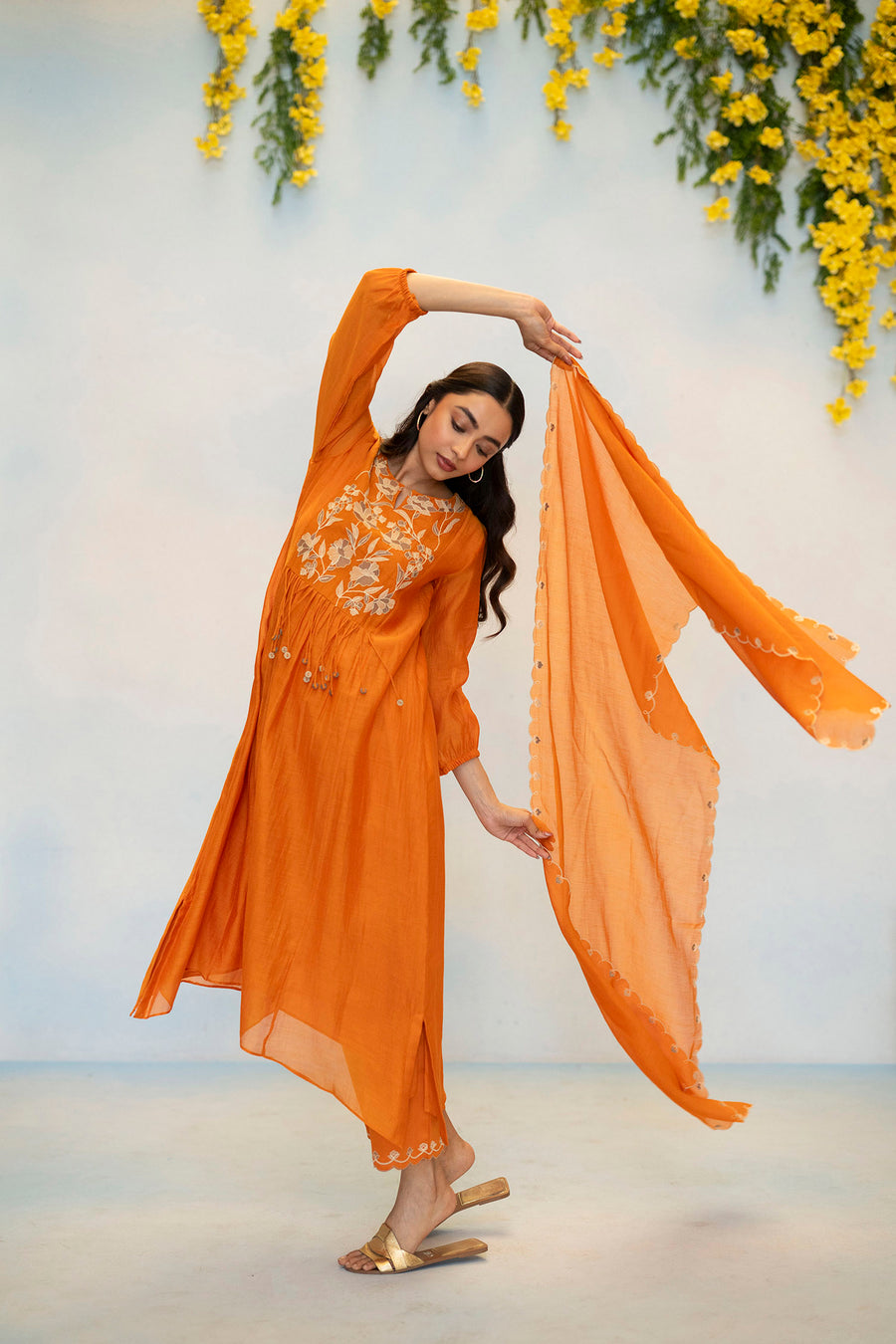 Noorani Mul Chanderi Aline Kurta Set