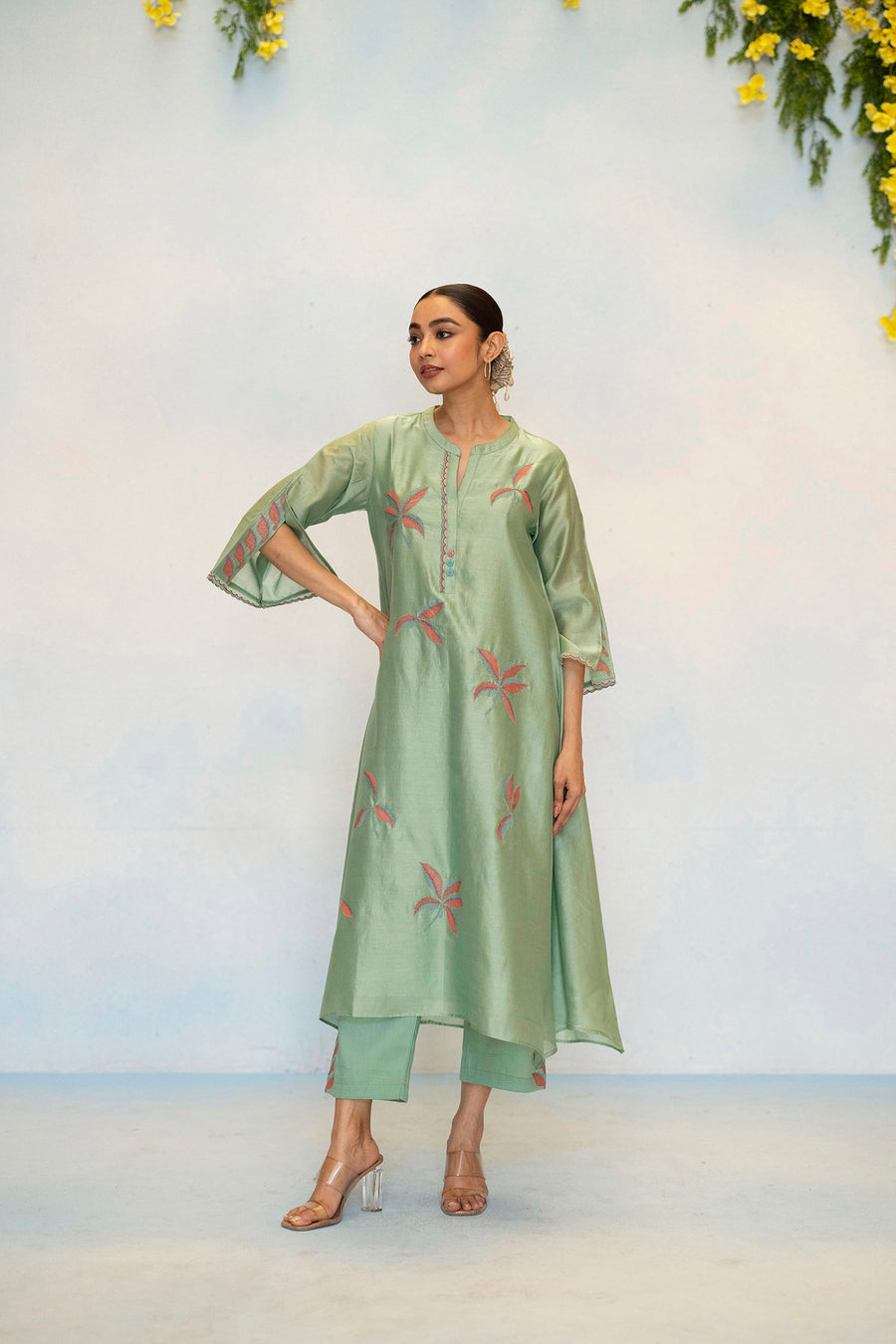 Saba Silk Chanderi Aline Kurta Set