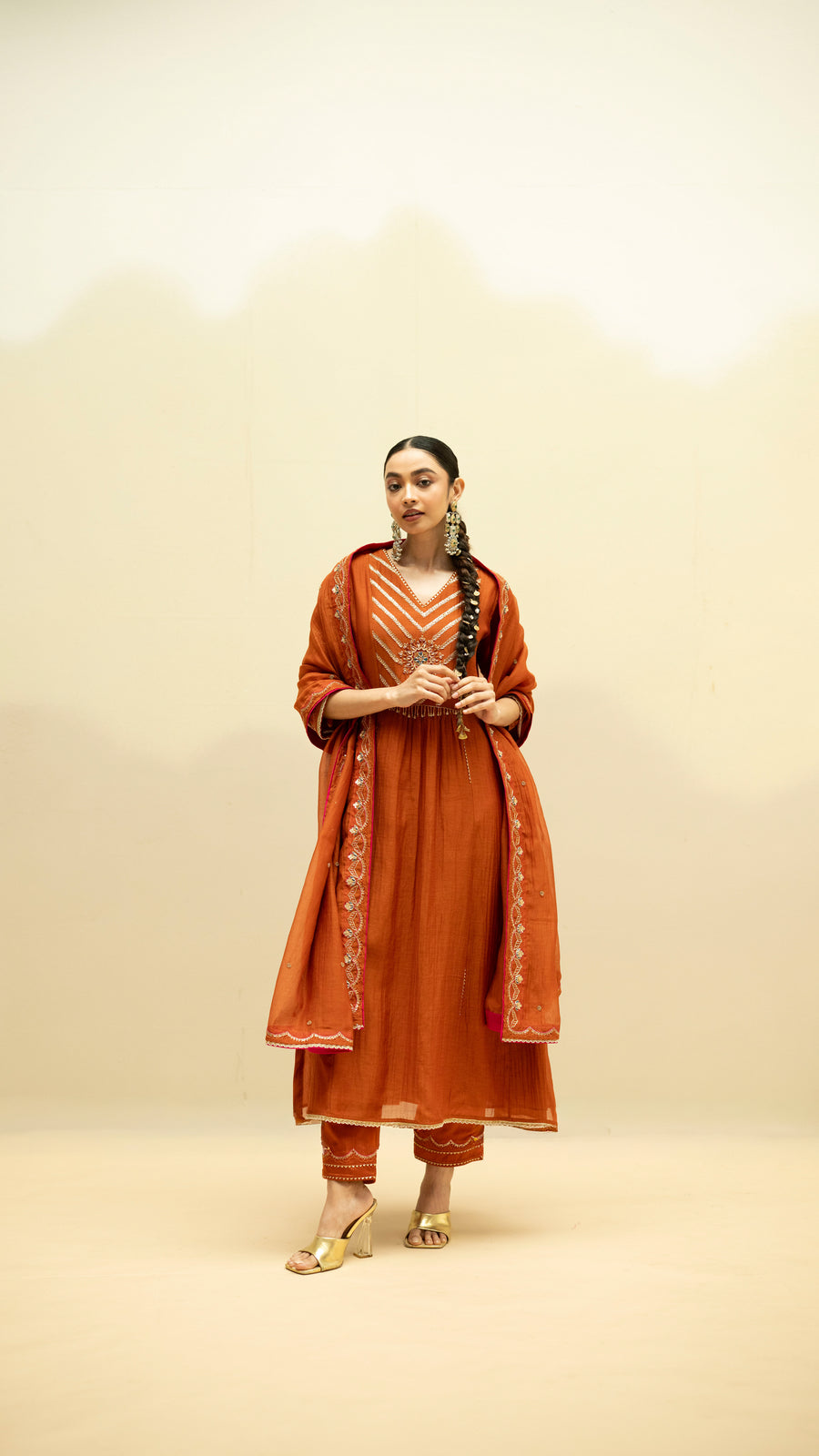 Jhoomar Mul Chanderi Aline Kurta Set