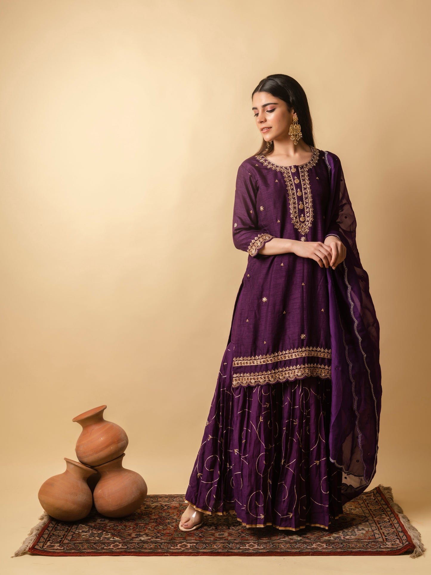 AM Dahliya Sharara Set (Purple)