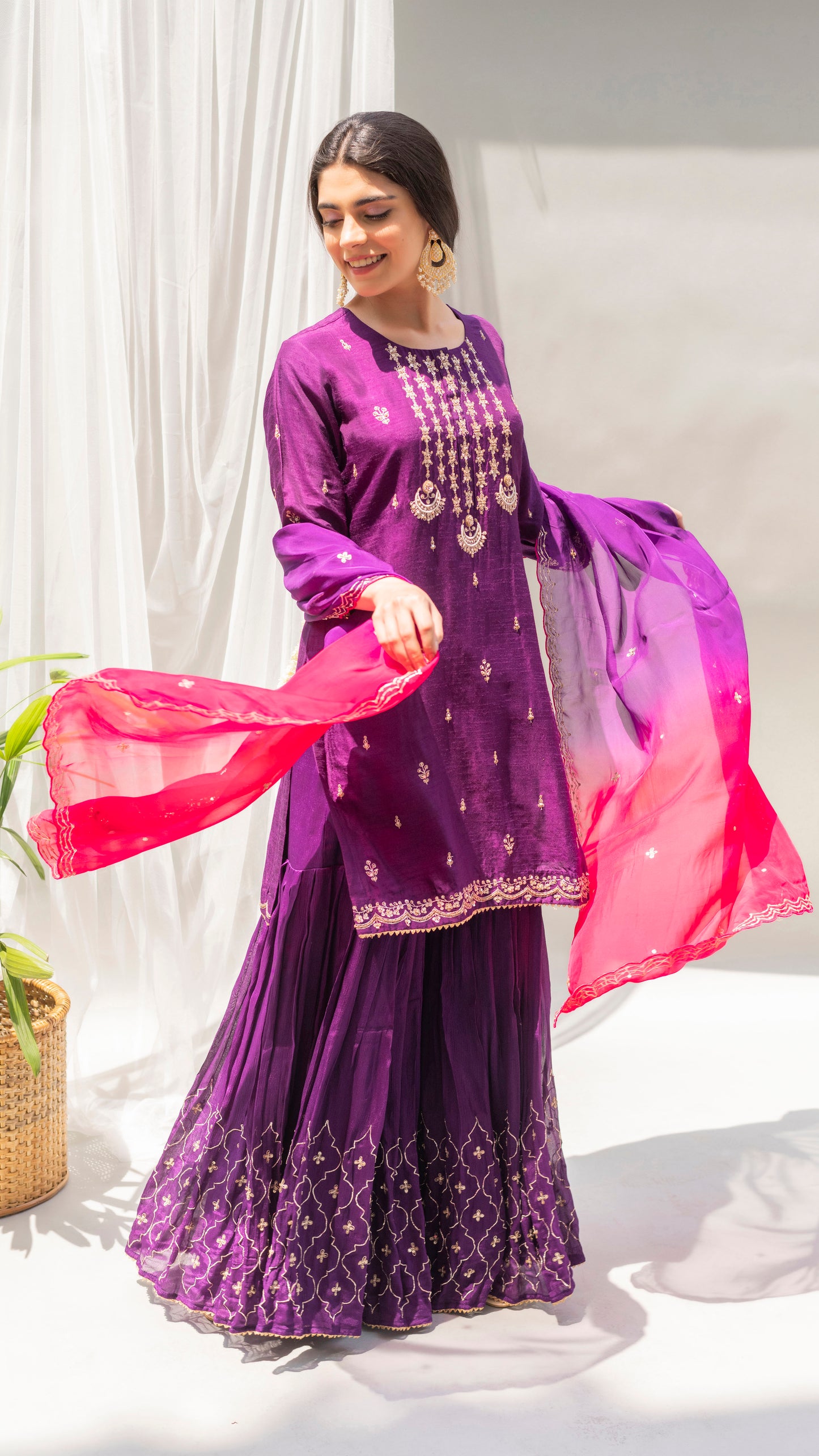 Chandbali Sharara Set (Purple)