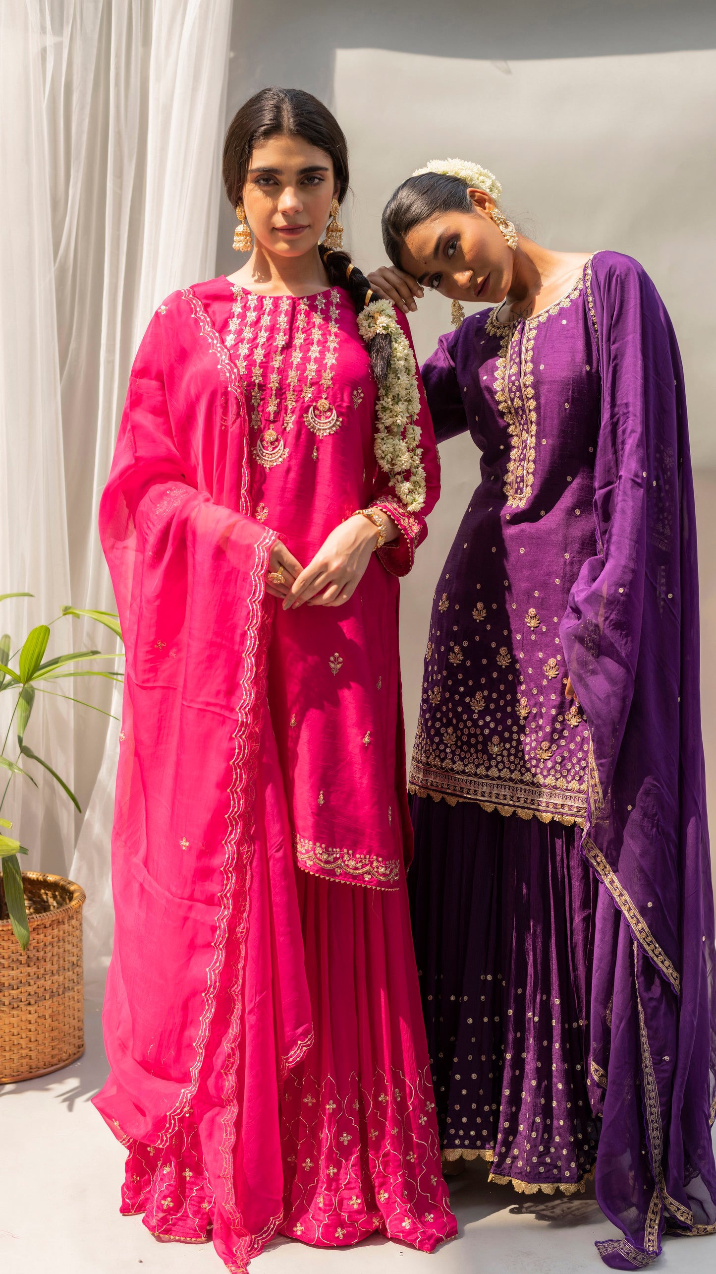 Chandbali Sharara Set (Fuchsia)