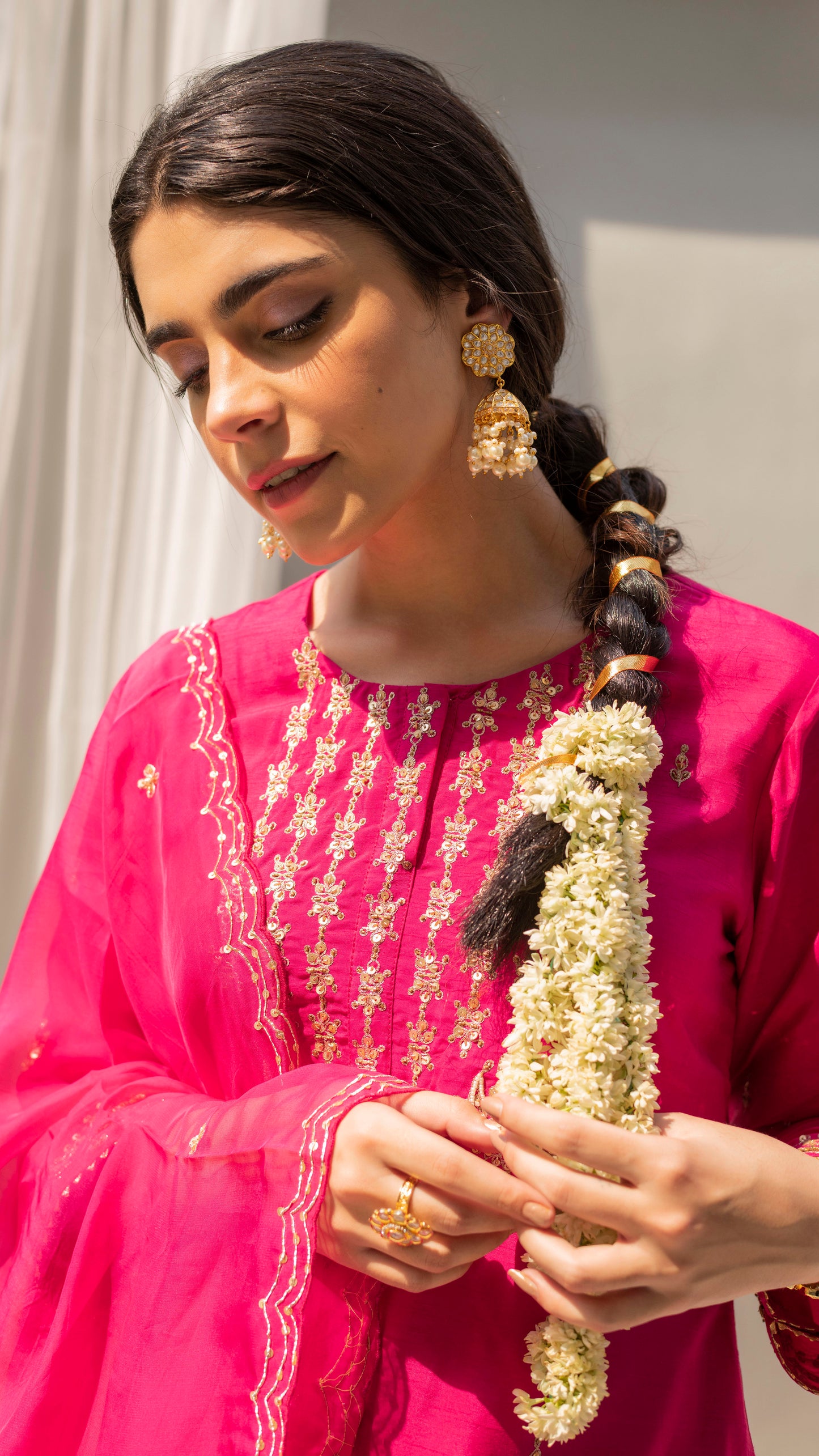 Chandbali Sharara Set (Fuchsia)