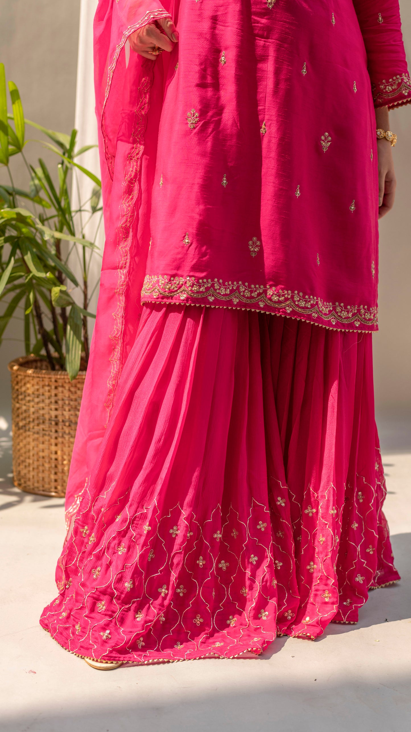 Chandbali Sharara Set (Fuchsia)