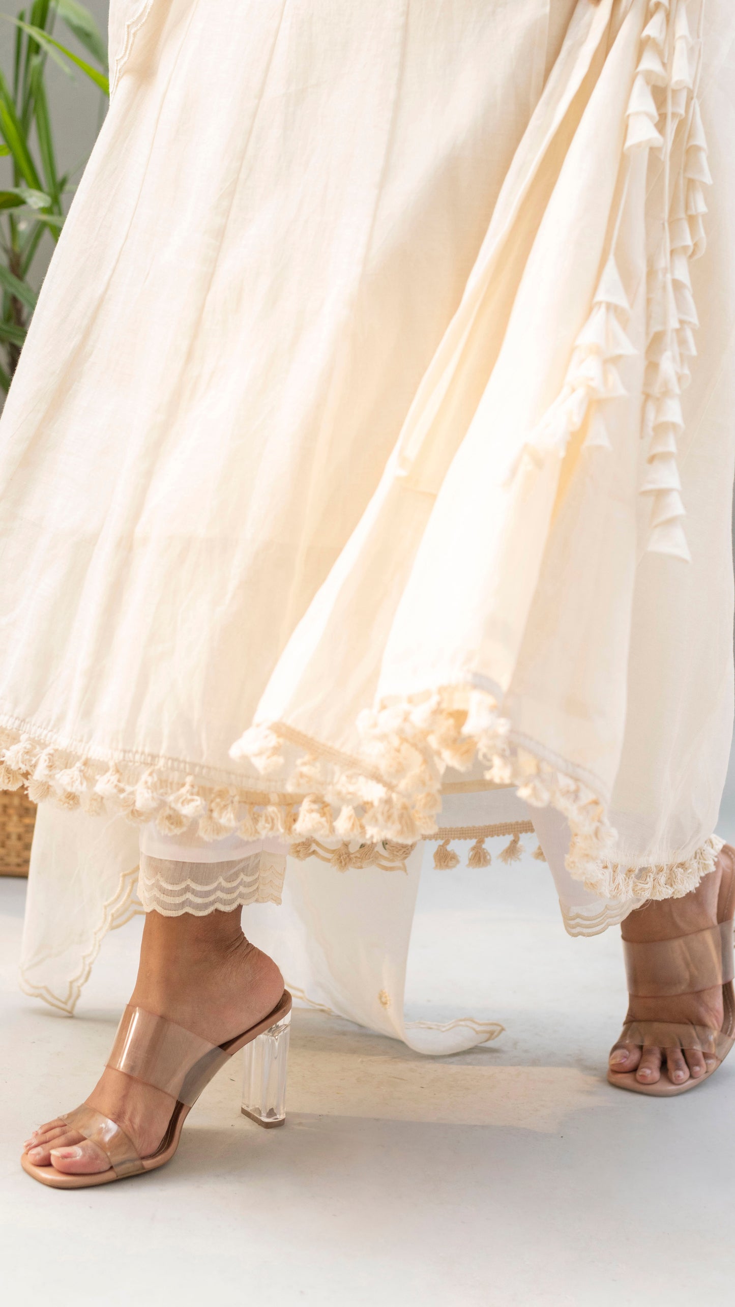 Saadgi Angrakha Set (Ivory White)