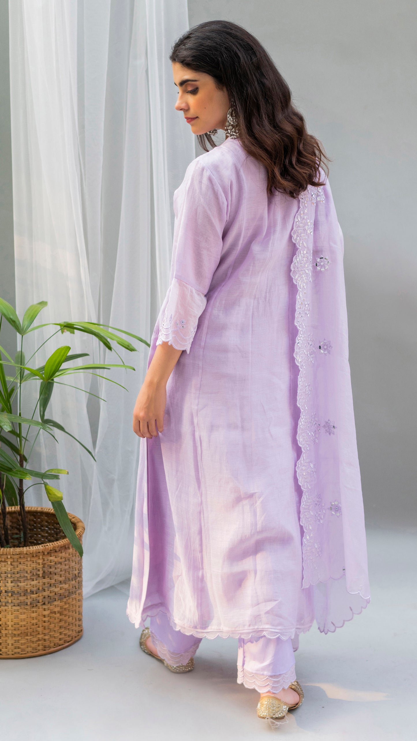 Saadgi A-line Kurta Set (Lavender)