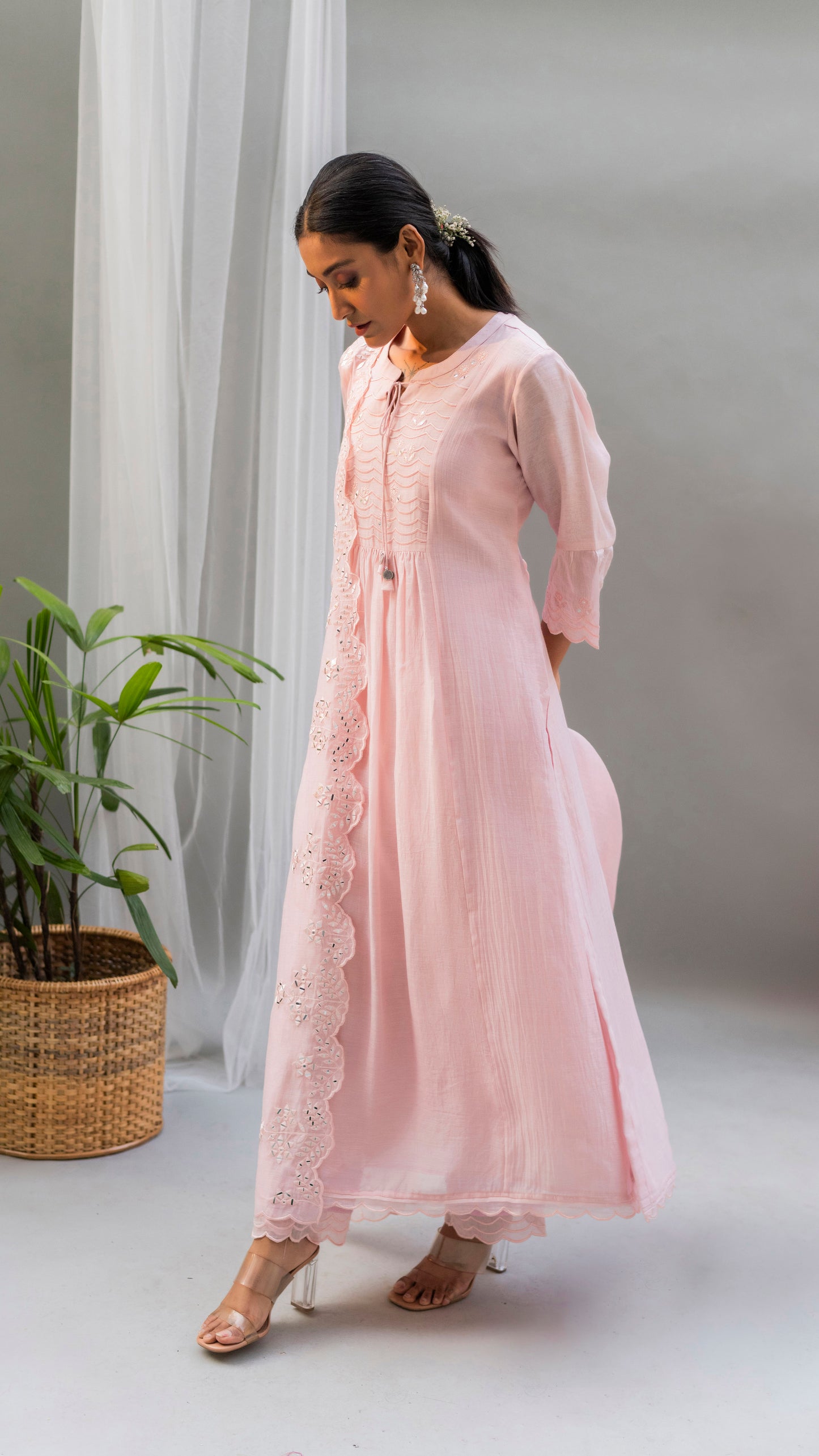 Saadgi A-line Kurta Set (Baby Pink)