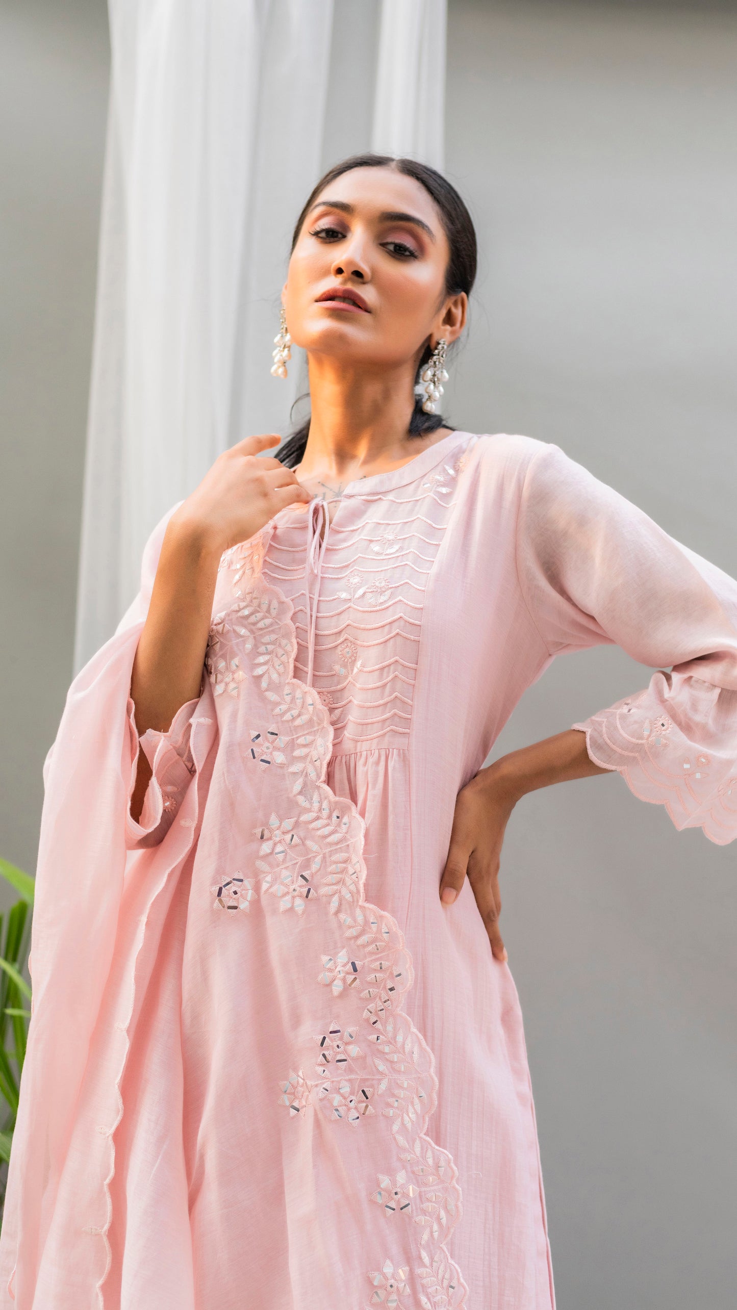Saadgi A-line Kurta Set (Baby Pink)