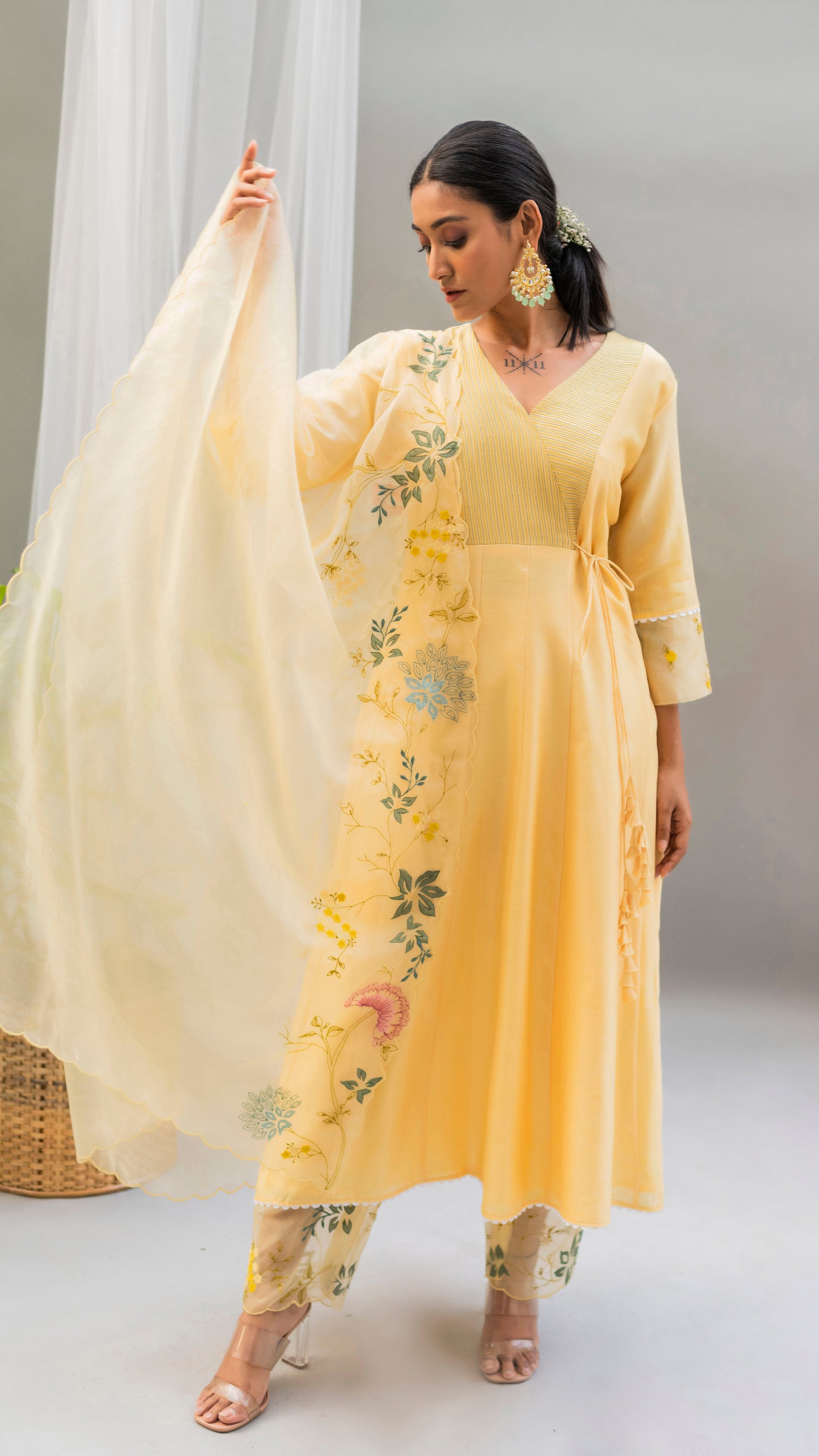 Seher A-line Kurta Set (Tuscany Yellow)