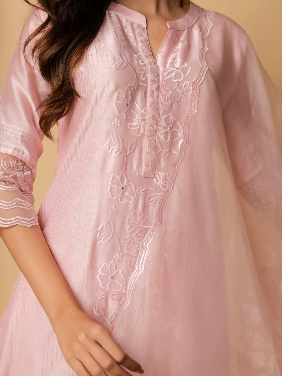 AM Applique Kurta Set (Blush Pink)