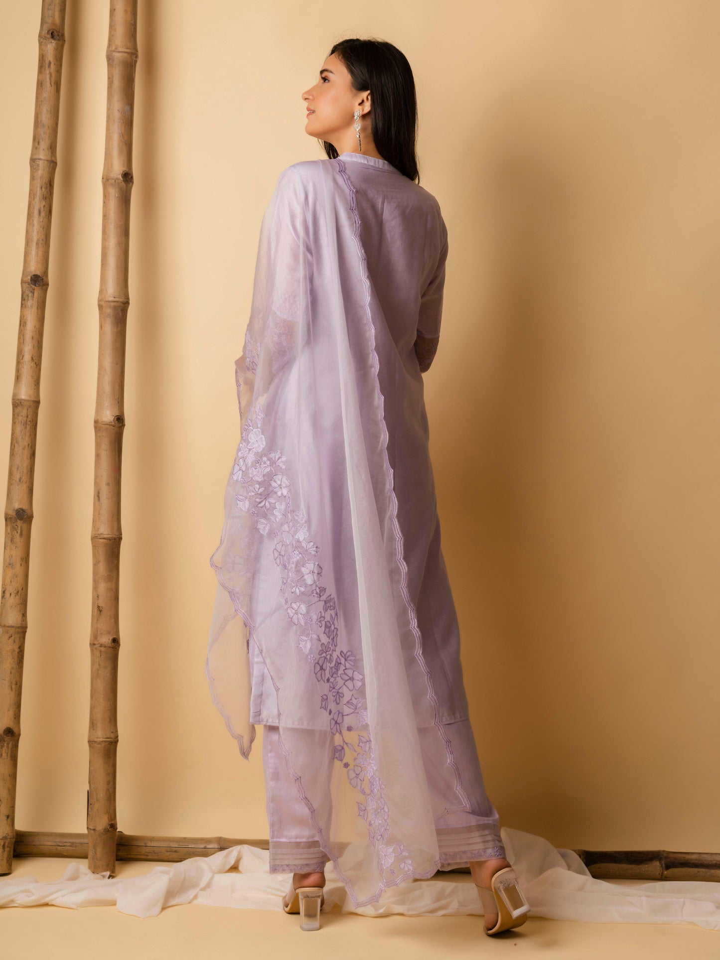 AM Applique Kurta Set (Lavender)