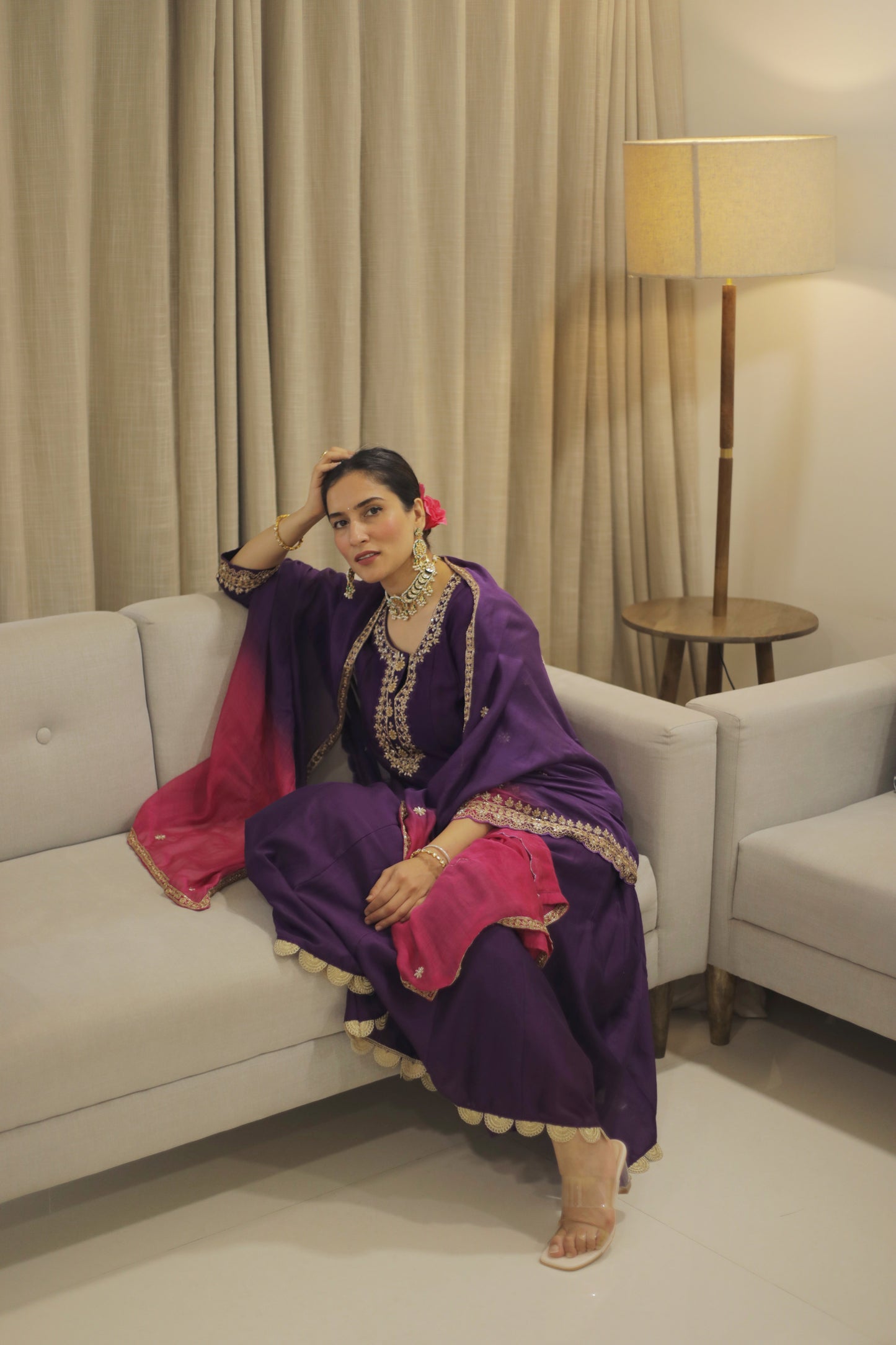 Dahliya Anarkali Set (Dawn Purple)