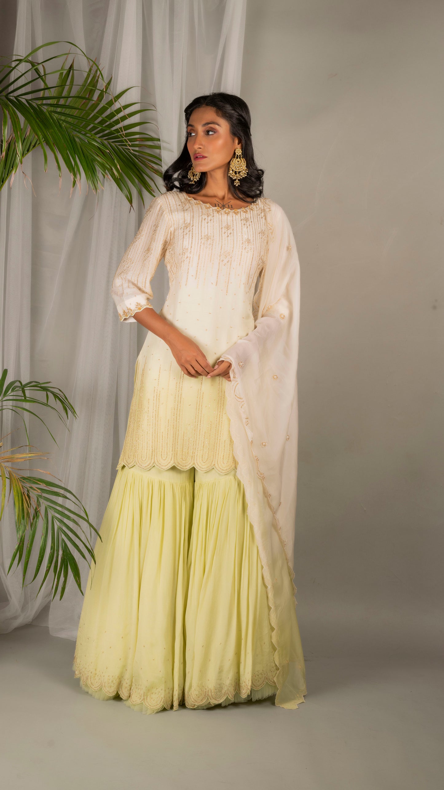 Jasmine Sharara Set (Lime Green)
