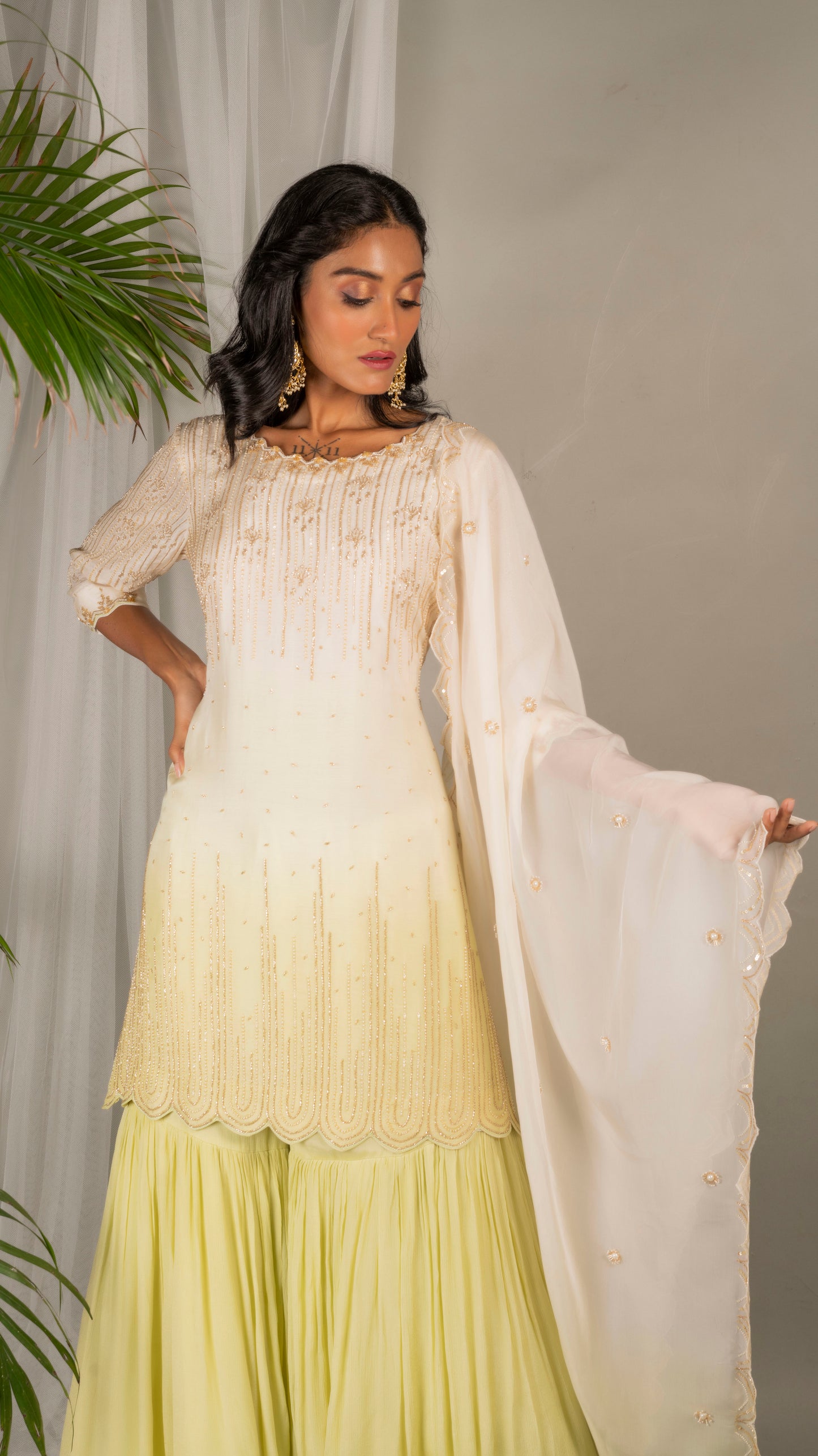 Jasmine Sharara Set (Lime Green)