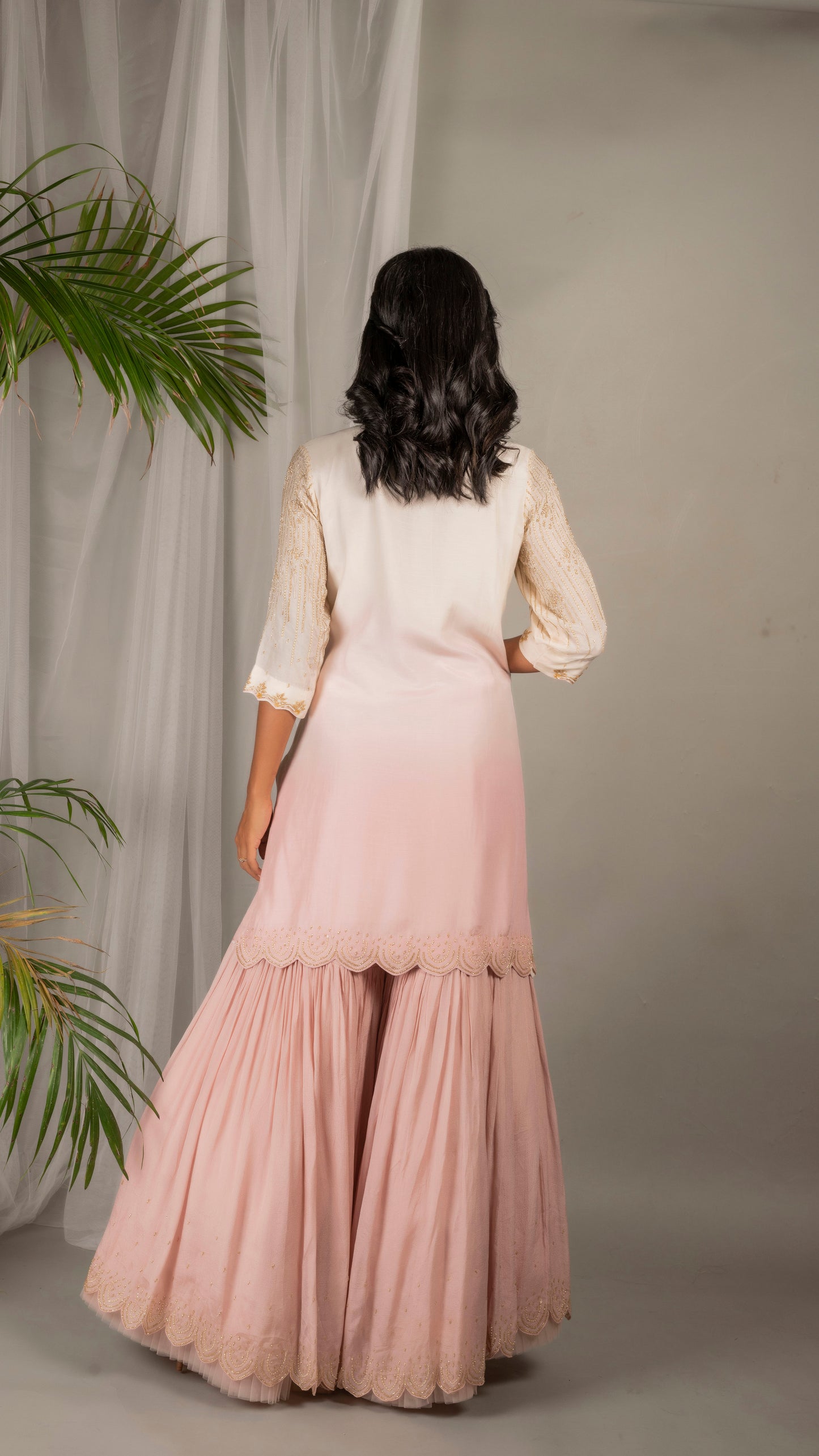 Jasmine Sharara Set (Rose Pink)