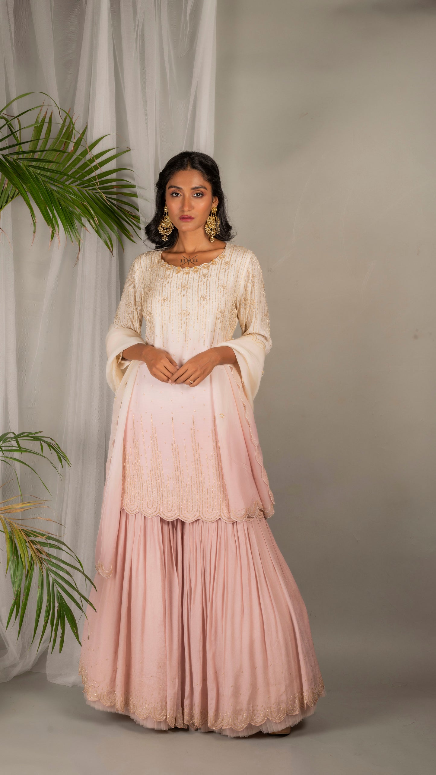 Jasmine Sharara Set (Rose Pink)