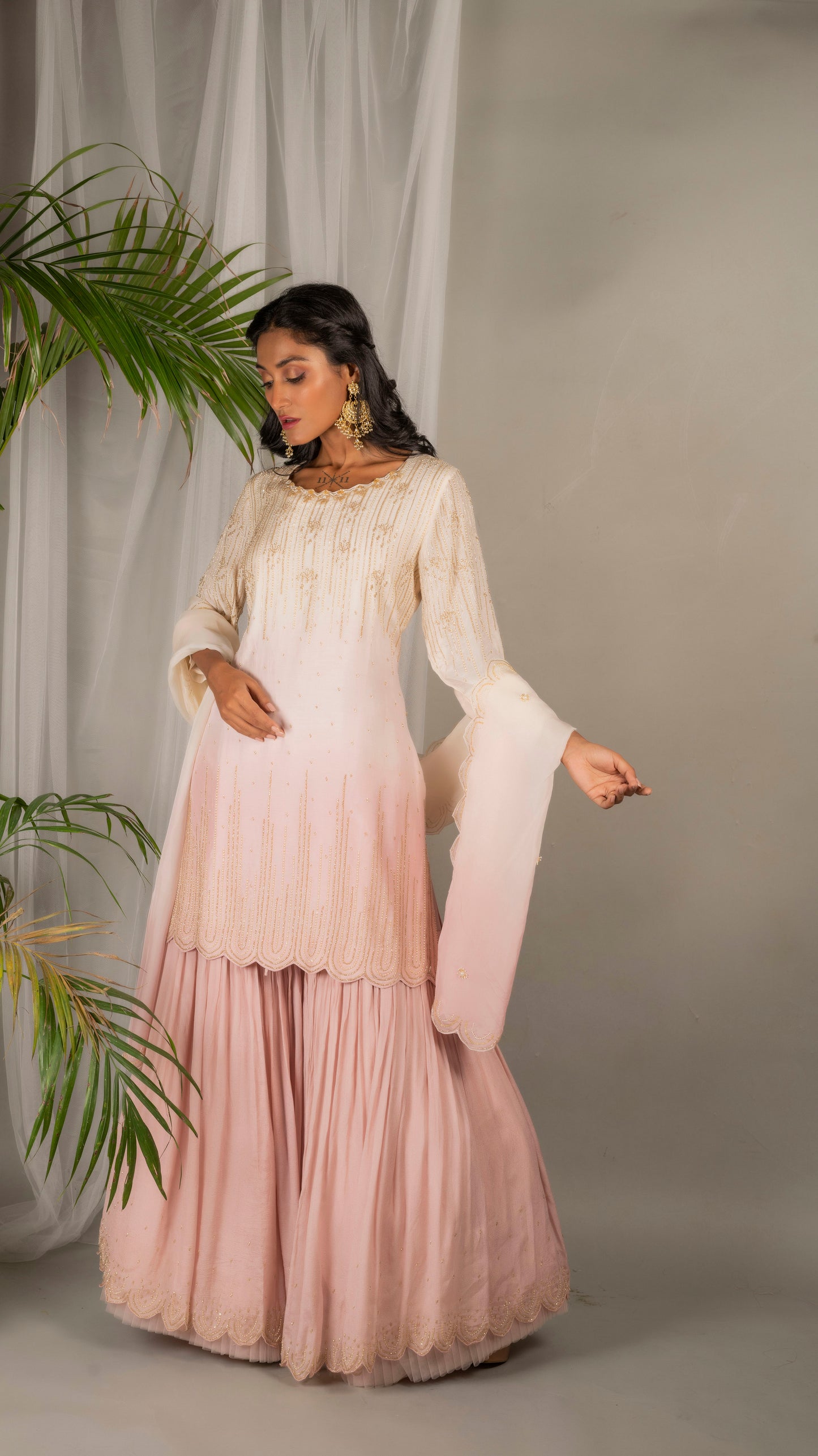 Jasmine Sharara Set (Rose Pink)