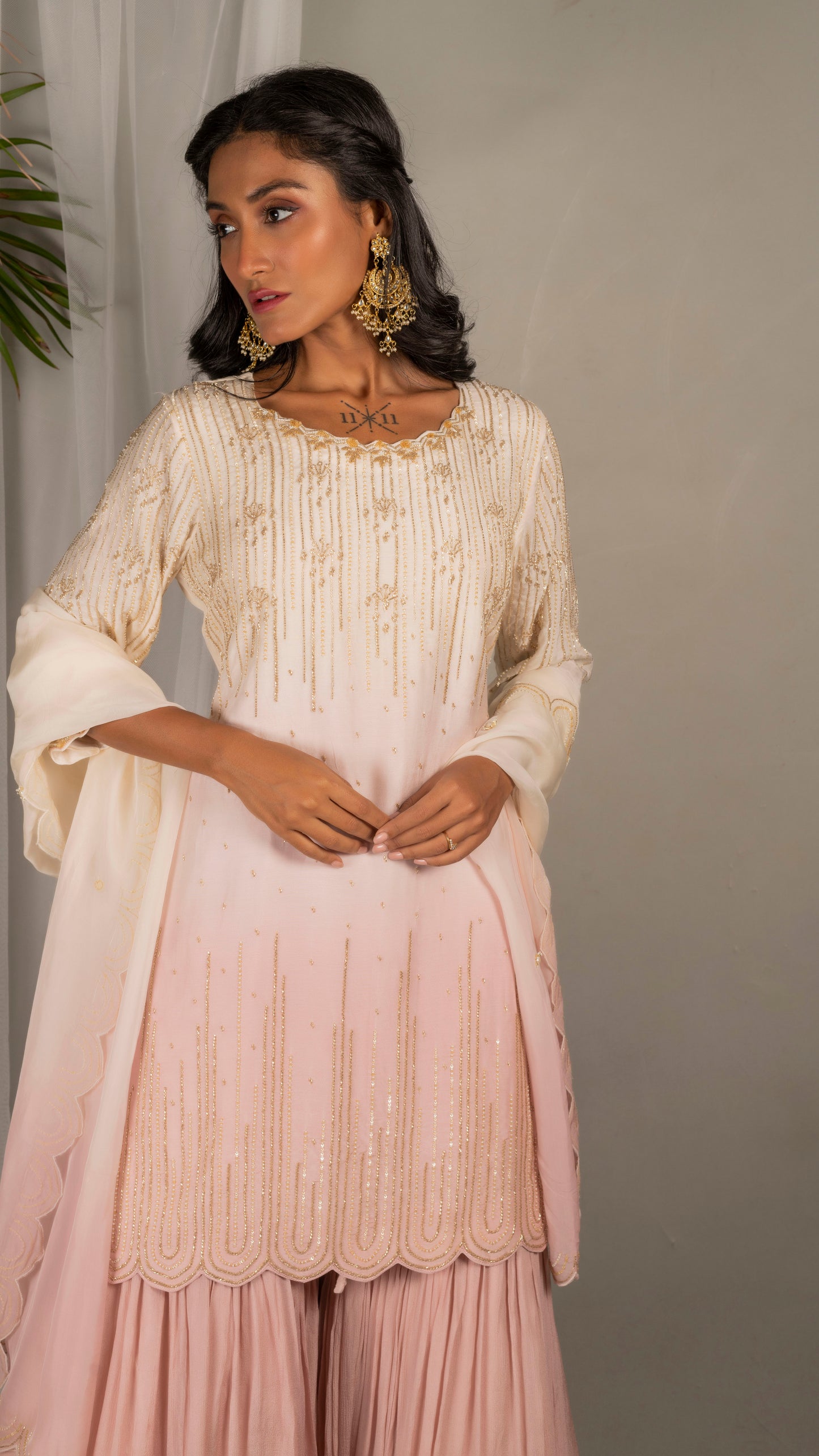 Jasmine Sharara Set (Rose Pink)