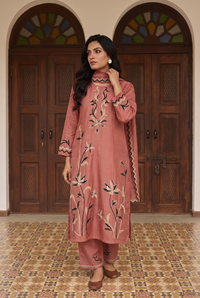 Surkhi Mul Chanderi Kurta Set in Pink Sherbert