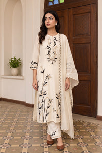 Surkhi Mul Chanderi Kurta Set in Pearl White