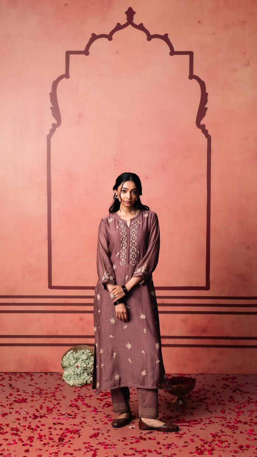 Niva Kurta Set (Dusty Brown)