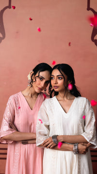 Kaia Mul Chanderi Tunic Set in Pink